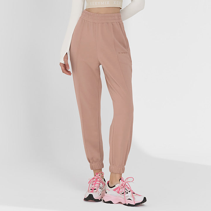 Stylish Women's Pintuck Jogger Pants - Comfortable High Waisted Lounge Pants for Yoga, Running & Casual Wear | Trendy Elastic Waist Tapered Leg Sweatpants