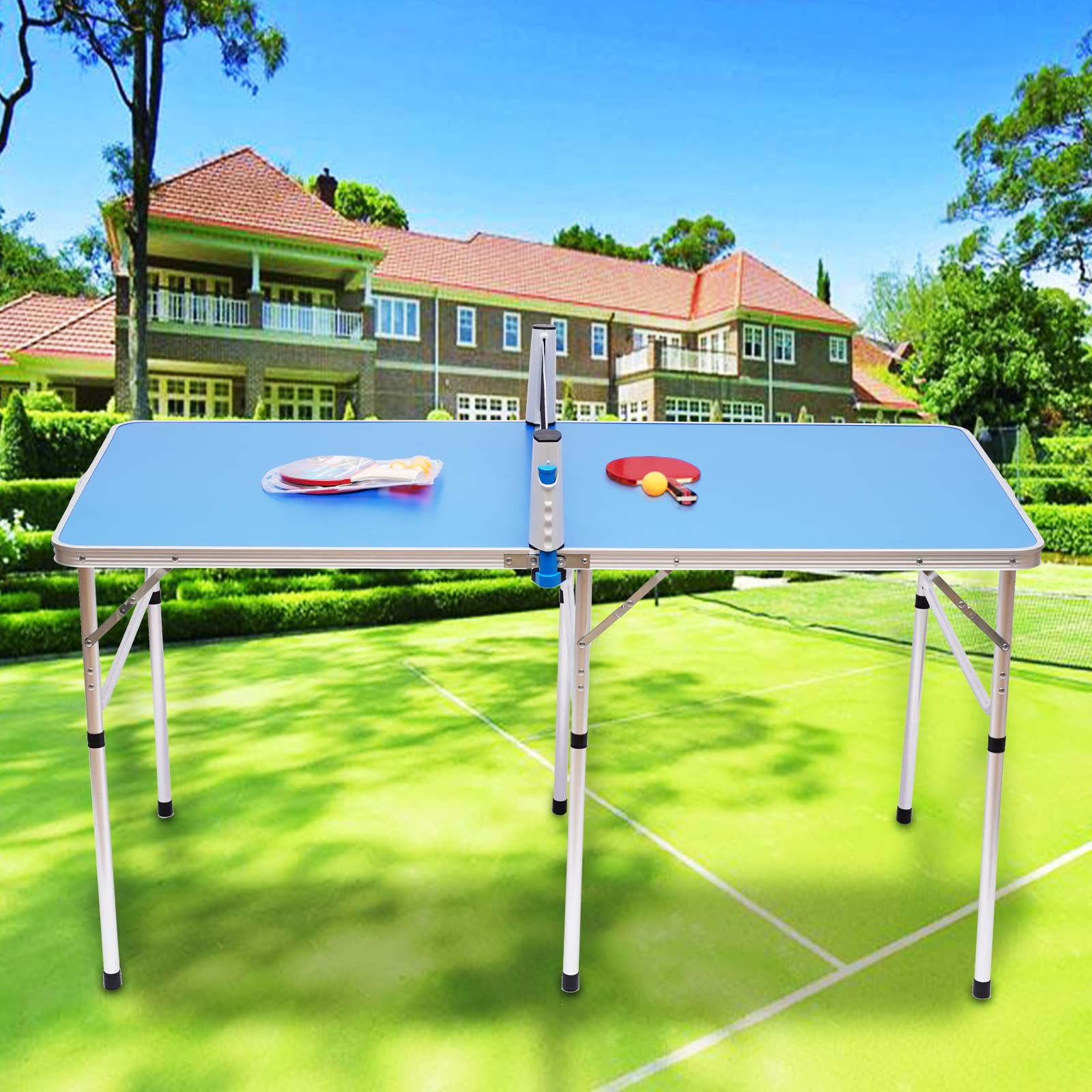 Foldable Ping Pong Table Top - Indoor/Outdoor Table Tennis Set with Rackets, Net & Compact Storage | Perfect for Small Spaces, Apartments, Game Rooms & Backyard Fun