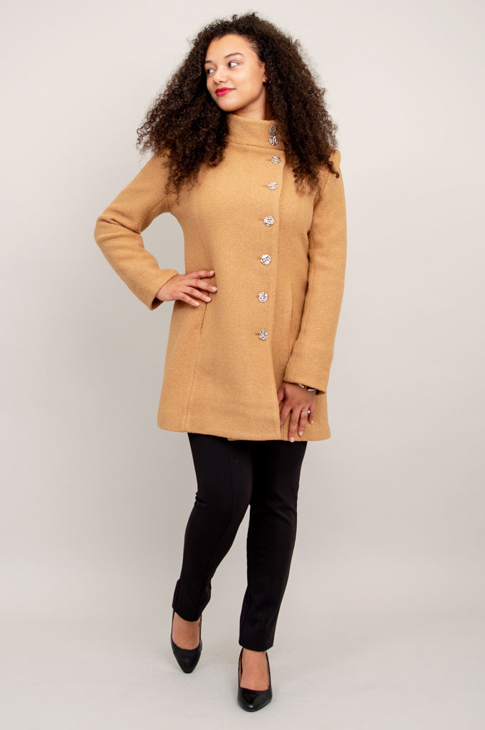 Premium Beige Wool Keston Coat for Women - Warm Winter Overcoat, Elegant Outerwear for Office, Dating & Casual Outings