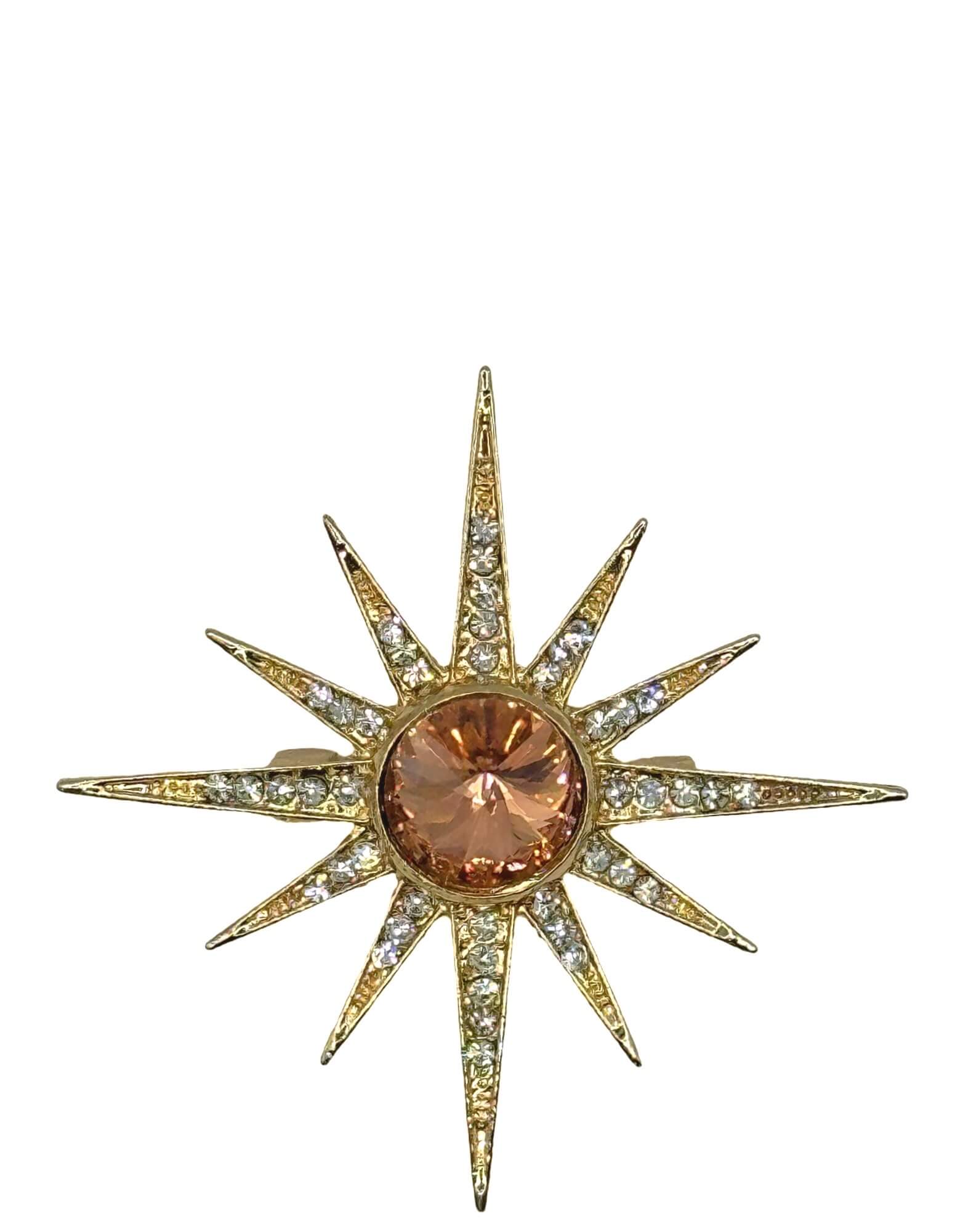 DÉCLIC Magi Star Pin - Gold Plated Brooch for Women, Elegant Jewelry Accessory for Parties, Weddings, and Special Occasions