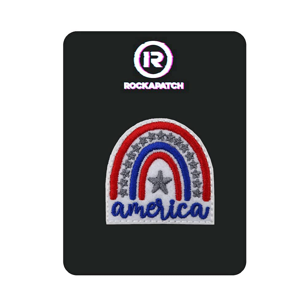 DIY Patriotic Shirts with America Rainbow Embroidered Iron On Patches - Customizable Clothing Decoration for 4th of July, Veterans Day & National Pride Events