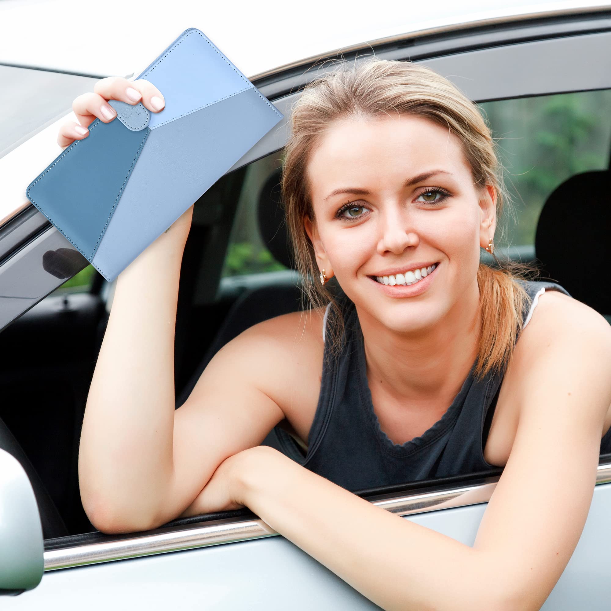 Leather Car Registration and Insurance Holder with Magnetic Closure - Auto Document Organizer for Glove Box, Essential Vehicle Accessories for Road Trips & Daily Commutes