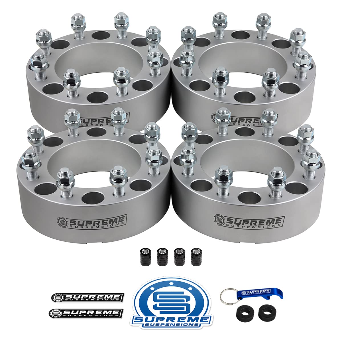 Premium 1.5-inch Wheel Spacers (Set of 4) - Silver Fit for 1973-1996 Ford F-250/F-350 & 1994-2009 Dodge Ram 2500/3500 | 8x6.5 Bolt Pattern | 9/16