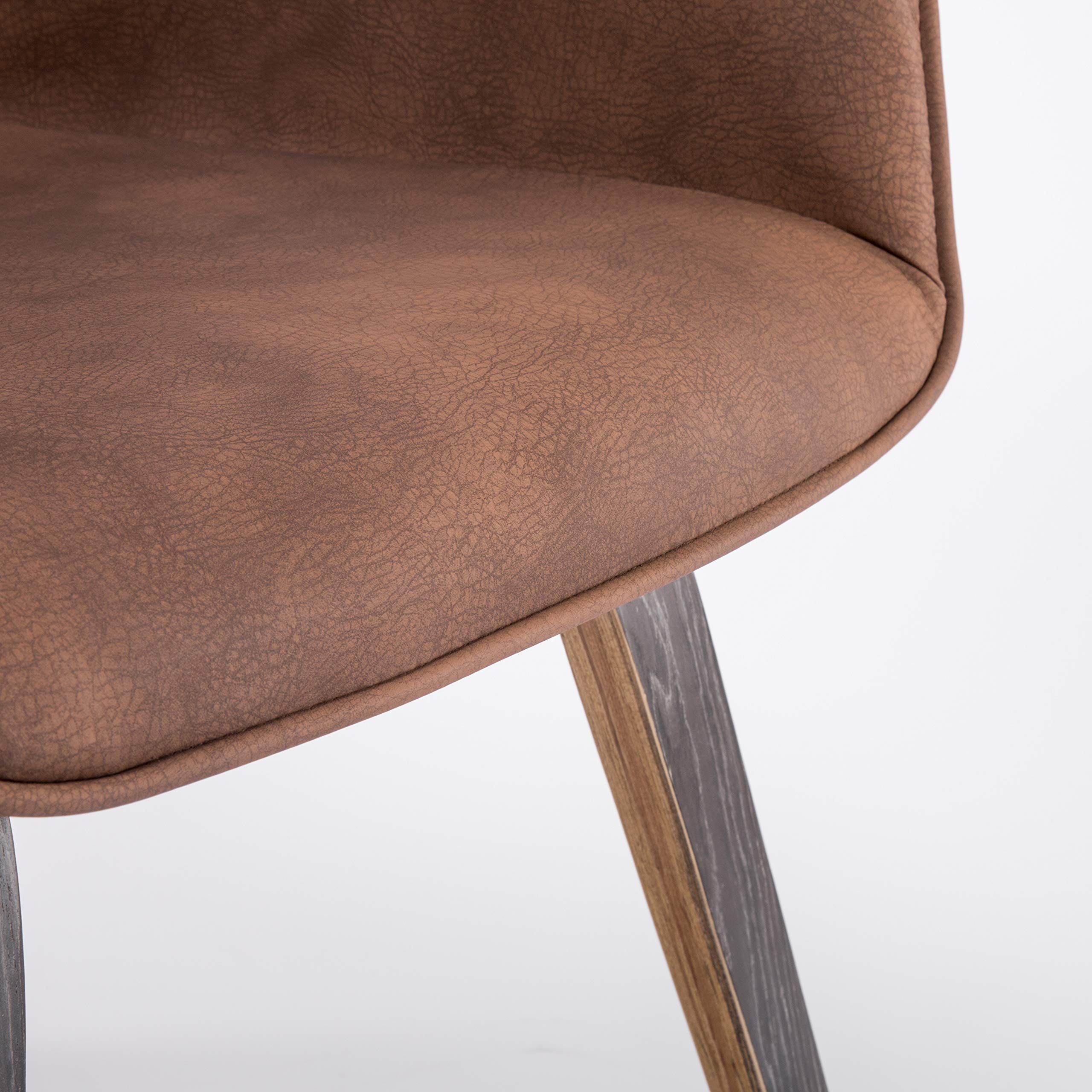 Brown Oak Upholstered Accent Chairs Set of 4 - Living Room Furniture, Comfortable Lounge Chairs for Home Decor - Perfect for Living Rooms, Bedrooms, and Reading Nooks