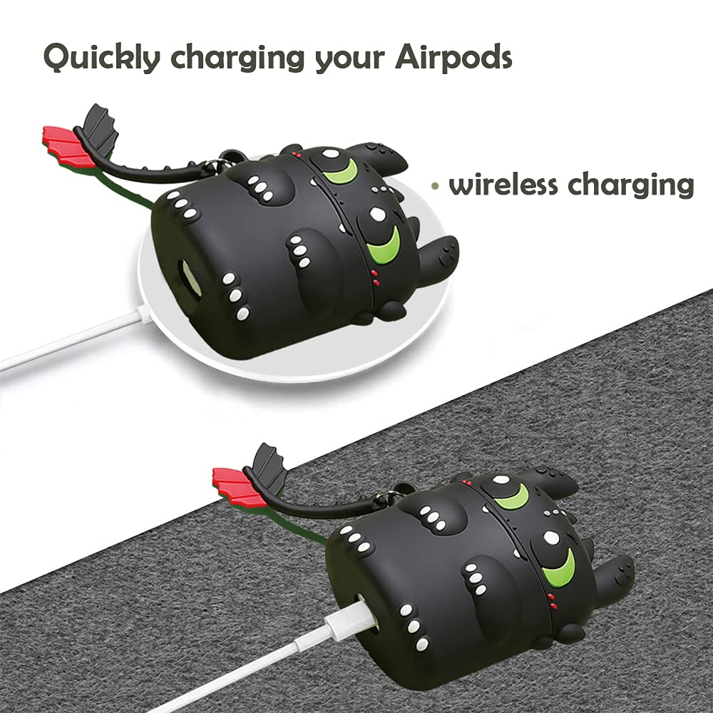 AIYAAIYA 3D Cartoon Cute Evil Night Design Silicone Protective Case for AirPods - Waterproof, Shockproof Cover with Keychain for AirPods Wireless Headset Charging Box | Perfect for Travel, Gym & Daily Use