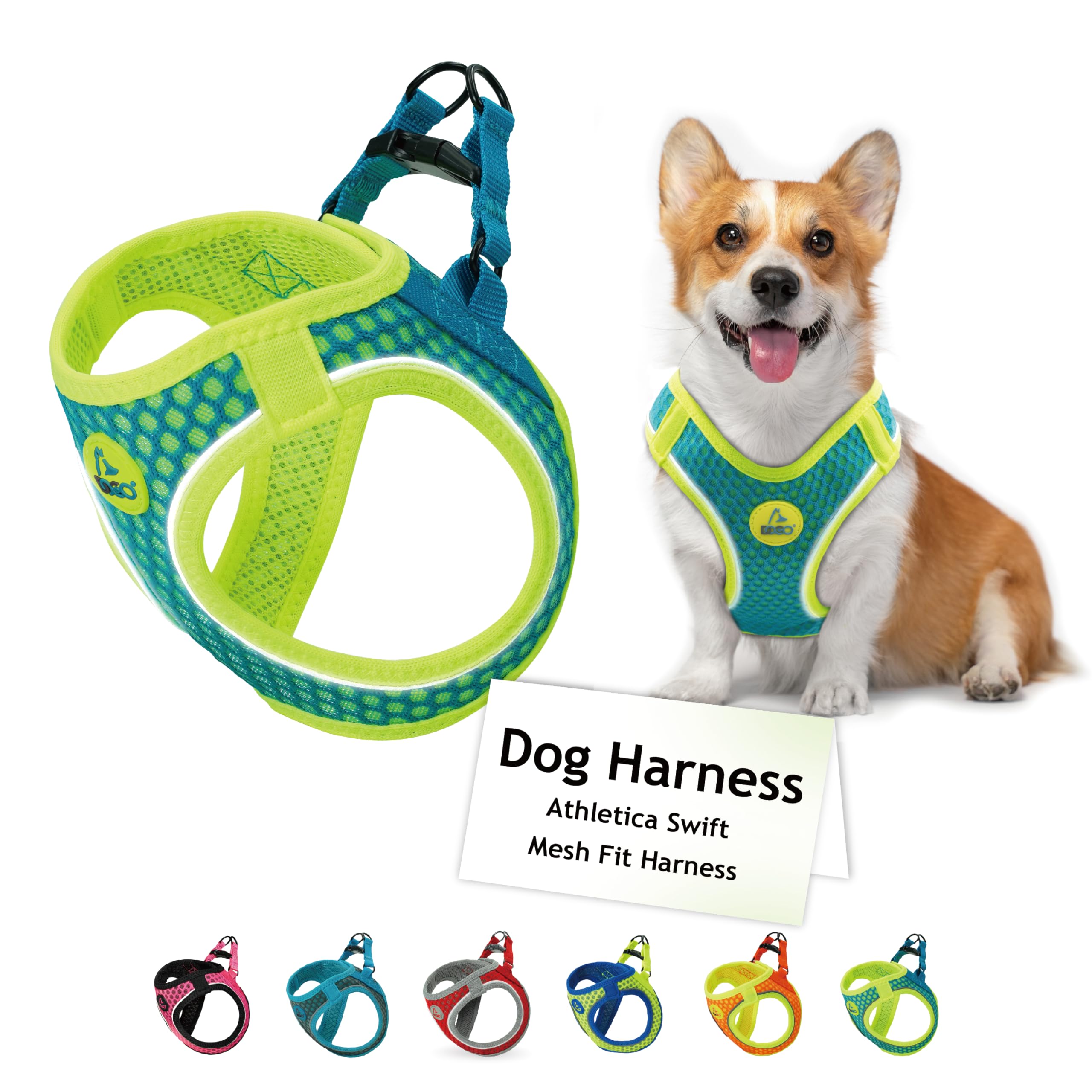 DOCO Step-in Reflective Dog Harness - Adjustable Lightweight Air Mesh Vest for Small Dogs Under 30 lbs (XS, S, M) - No-Choke Design in Turquoise - Perfect for Walking, Hiking & Nighttime Safety