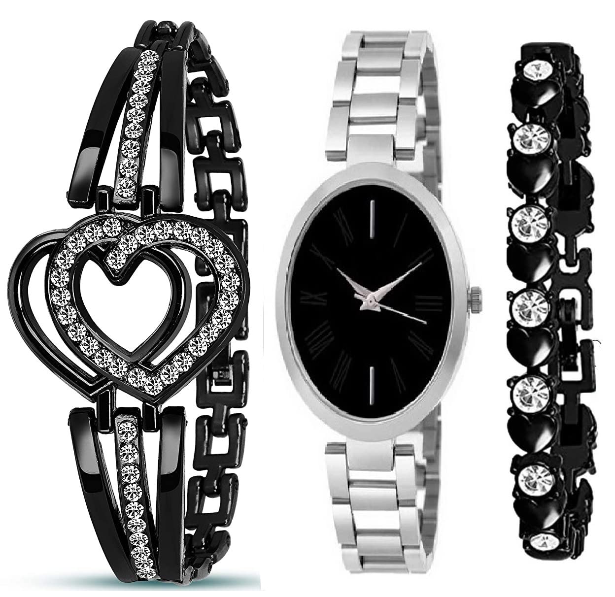 Trendy Women's Watches and Bracelet Set (3-Pack) - Fashionable SR-940 AT-9401 Combo for Girls & Ladies - Perfect for Daily Wear, Office & Special Occasions
