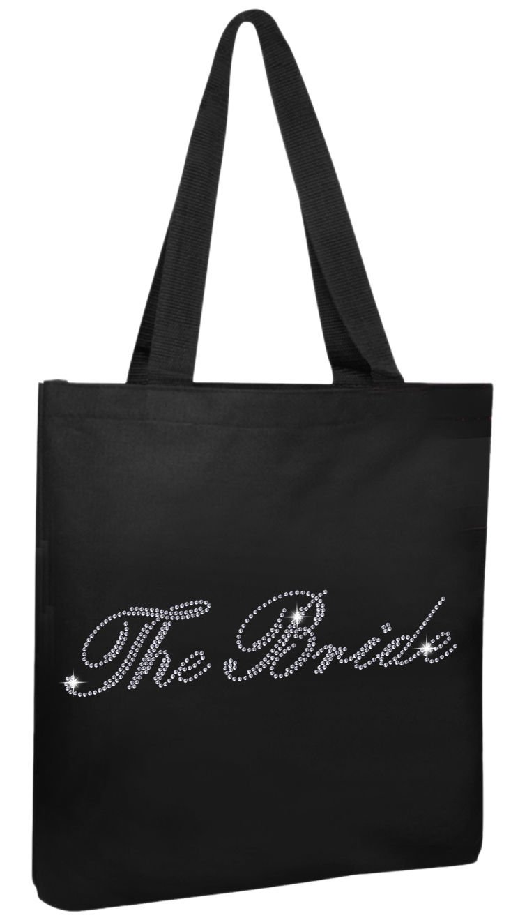 Varsany Black Crystal Open Toe Spa Slippers and Tote Bags Set - Elegant Wedding Bridal Shower Gift for Bride, Bachelorette Party Favors - Perfect for Spa Days, Honeymoon Getaways & Luxury Home Relaxation