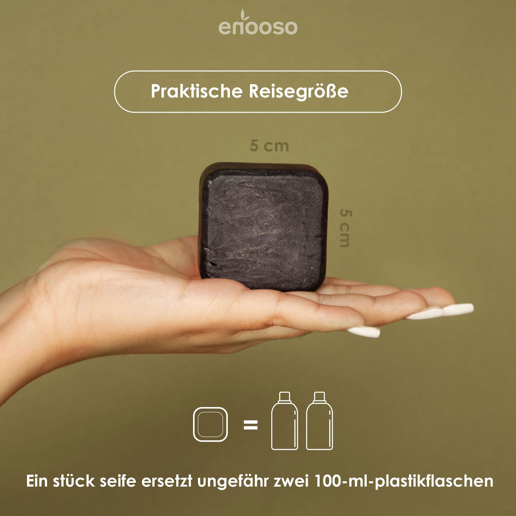 Enooso | Organic Festes Shampoo and Conditioner Set - Charcoal & Orange Soap-Free Solid Shampoo Bar with Hemp Keratin, Coconut Oil, Lemongrass - 100% Vegan & Plastic-Free - 120g - Perfect for Travel, Gym & Eco-Friendly Hair Care