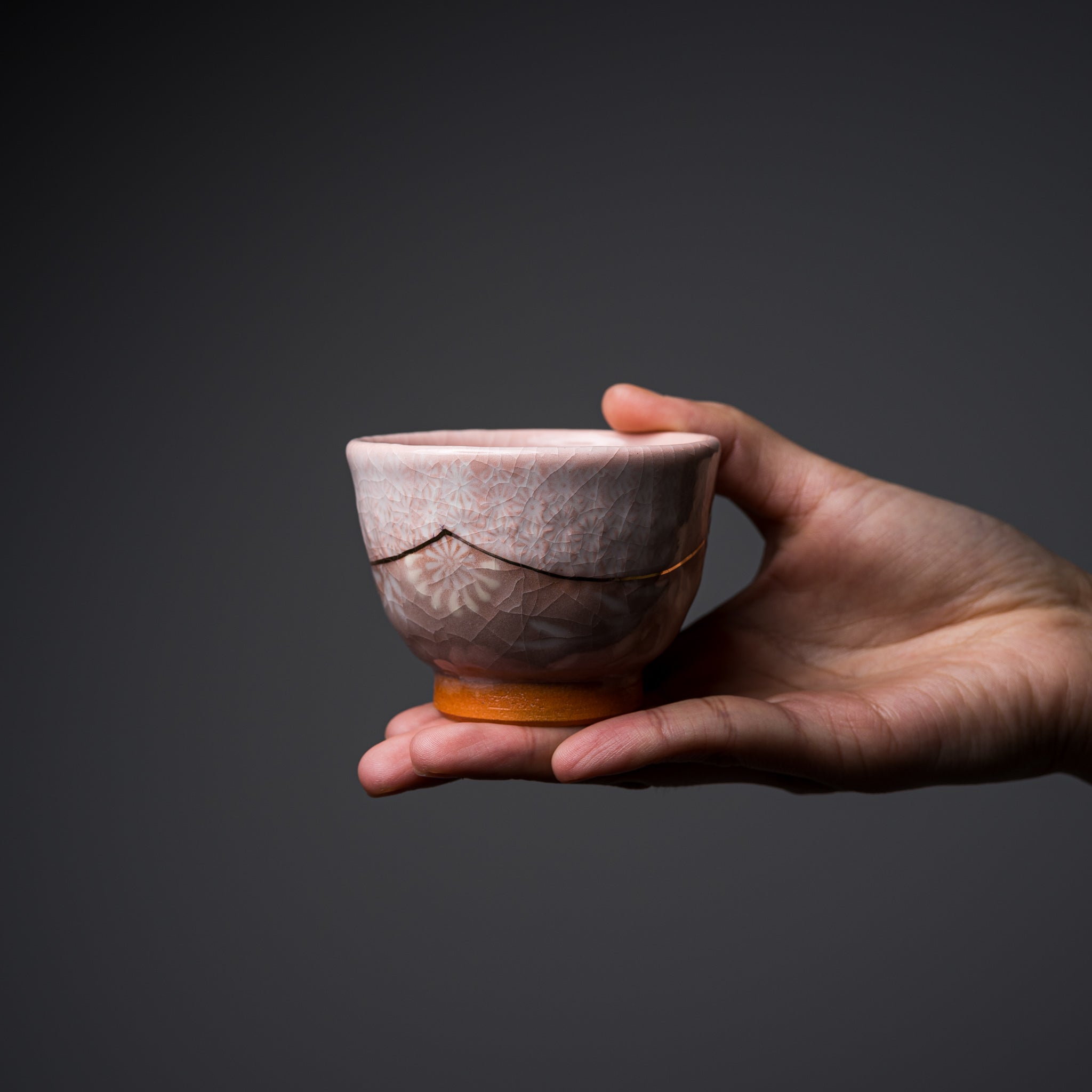 Handmade Kyo Kiyomizu Ware Kumidashi Tea Cup - Traditional Japanese Karakusa Pink Ceramic Teacup for Matcha, Sencha & Daily Tea Ceremonies
