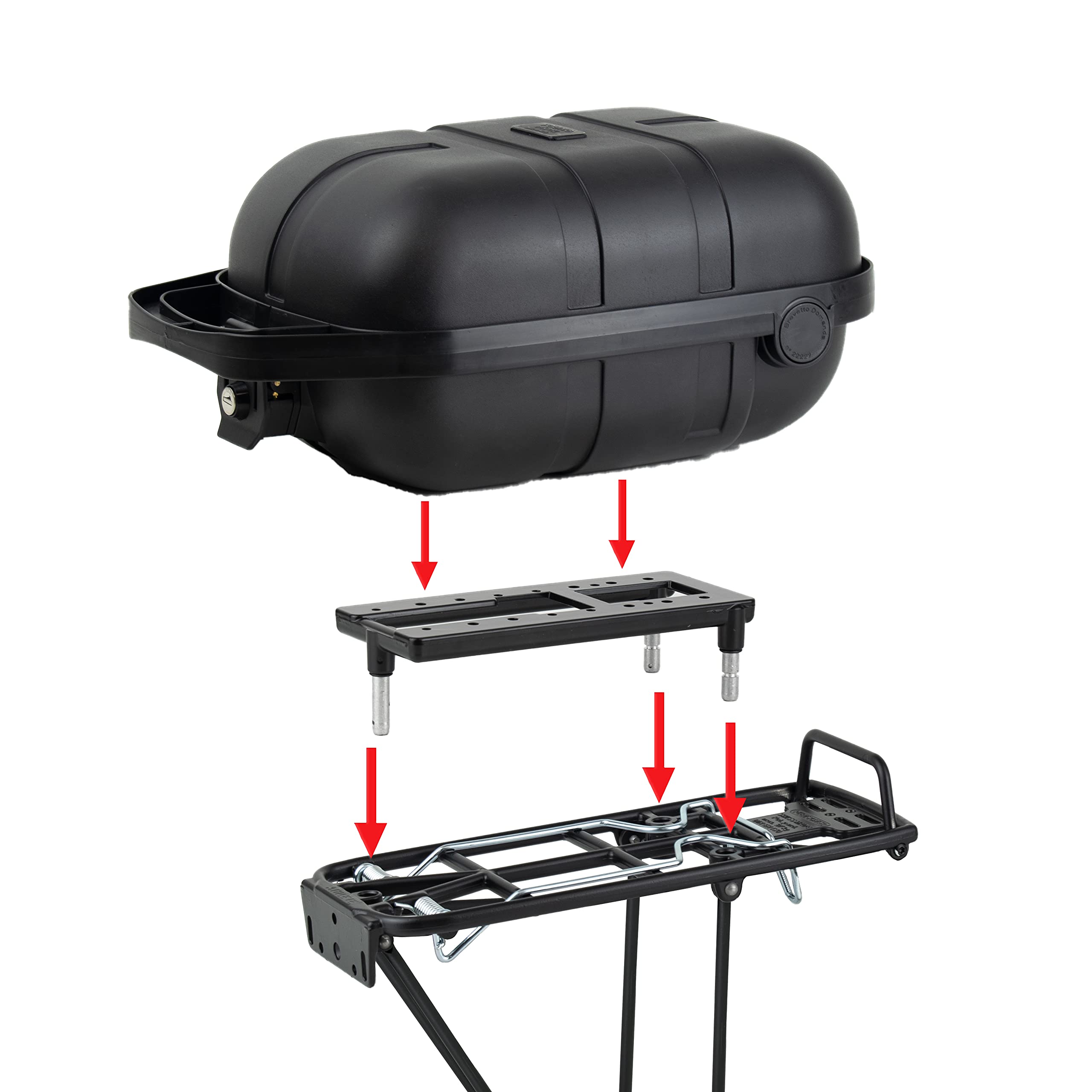 Pletscher Unisex Hard Shell Pannier Rack Box - 12L Waterproof Bike Luggage for Commuting & Touring - Durable Black Bicycle Storage Case for Cycling Accessories