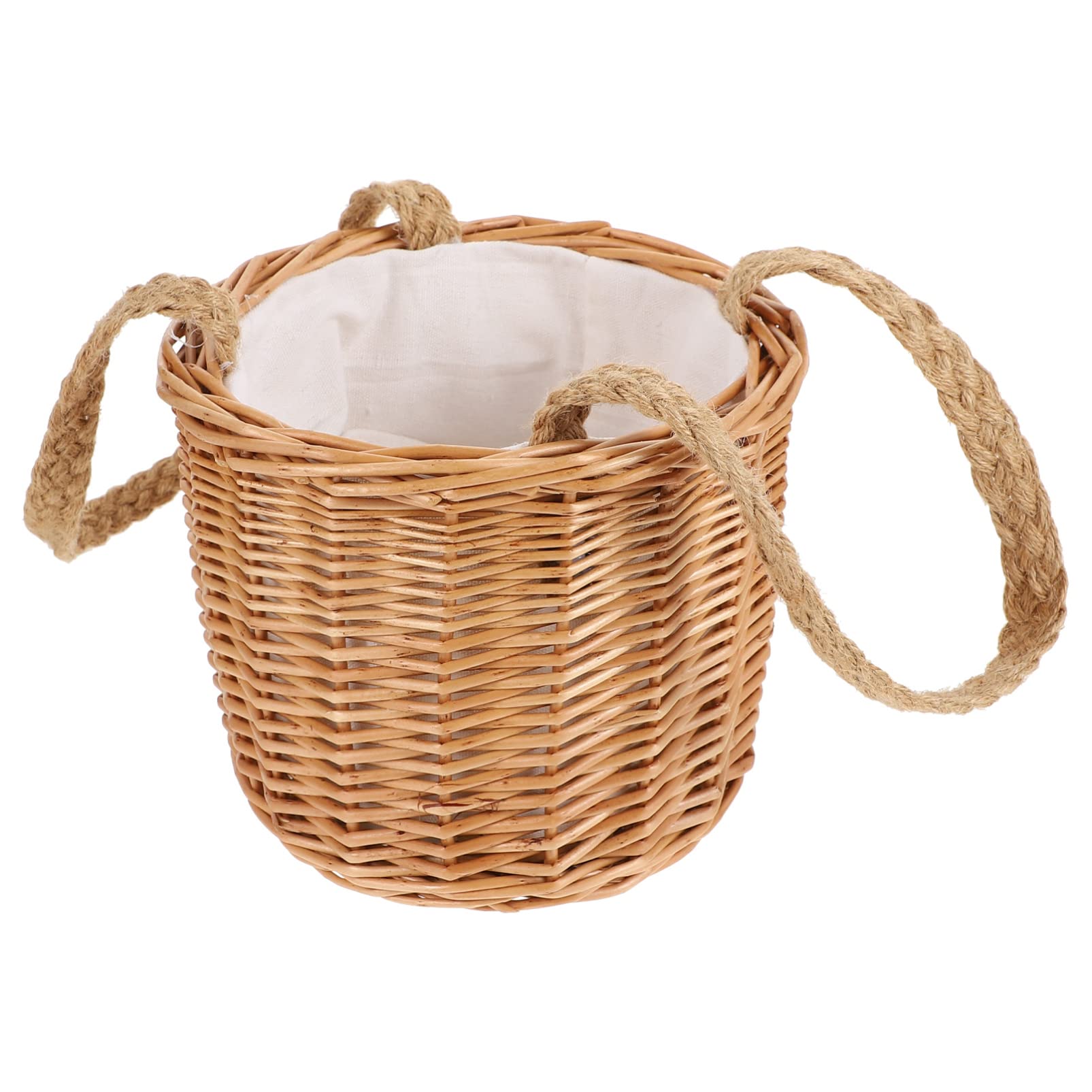 Wedding Flower Girl Baskets Woven - Elegant Candy Storage Basket with Cotton Lining & Handle for Bridal Party, Birthday, Baby Shower & Special Events