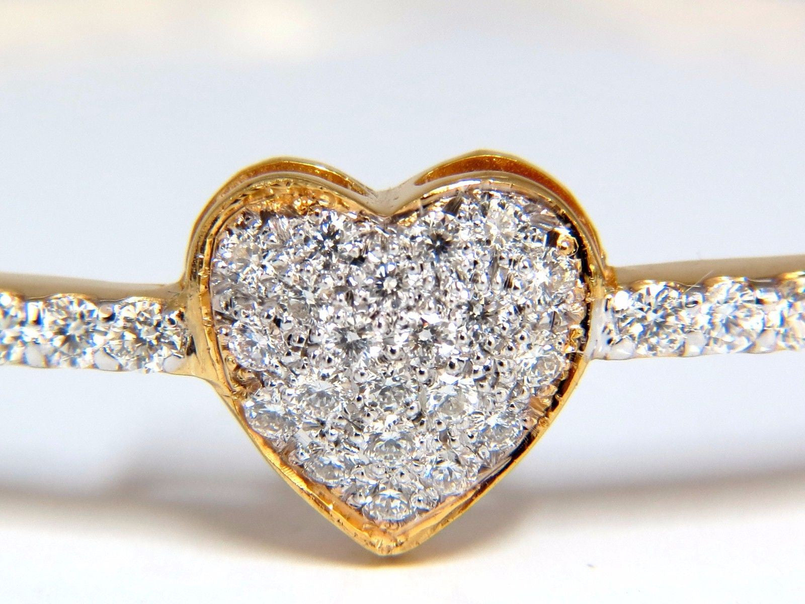 1.30ct G/VS 14K Gold Diamond Heart Bangle Bracelet - Elegant Gift for Women, Anniversary & Valentine's Day