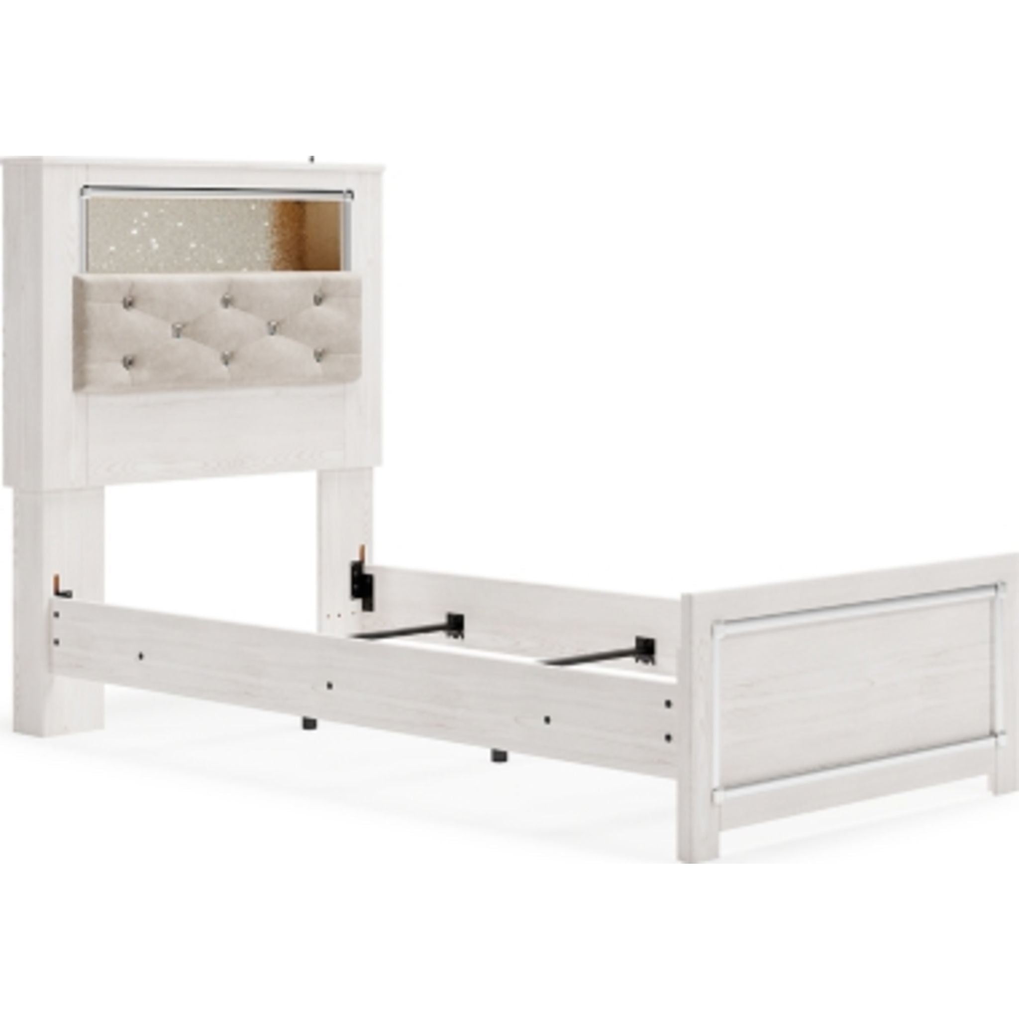 Altyra Twin Bookcase Bed with Storage - White Wooden Bunk Bed for Kids & Teens - Perfect for Small Bedrooms, Dorms, and Shared Spaces