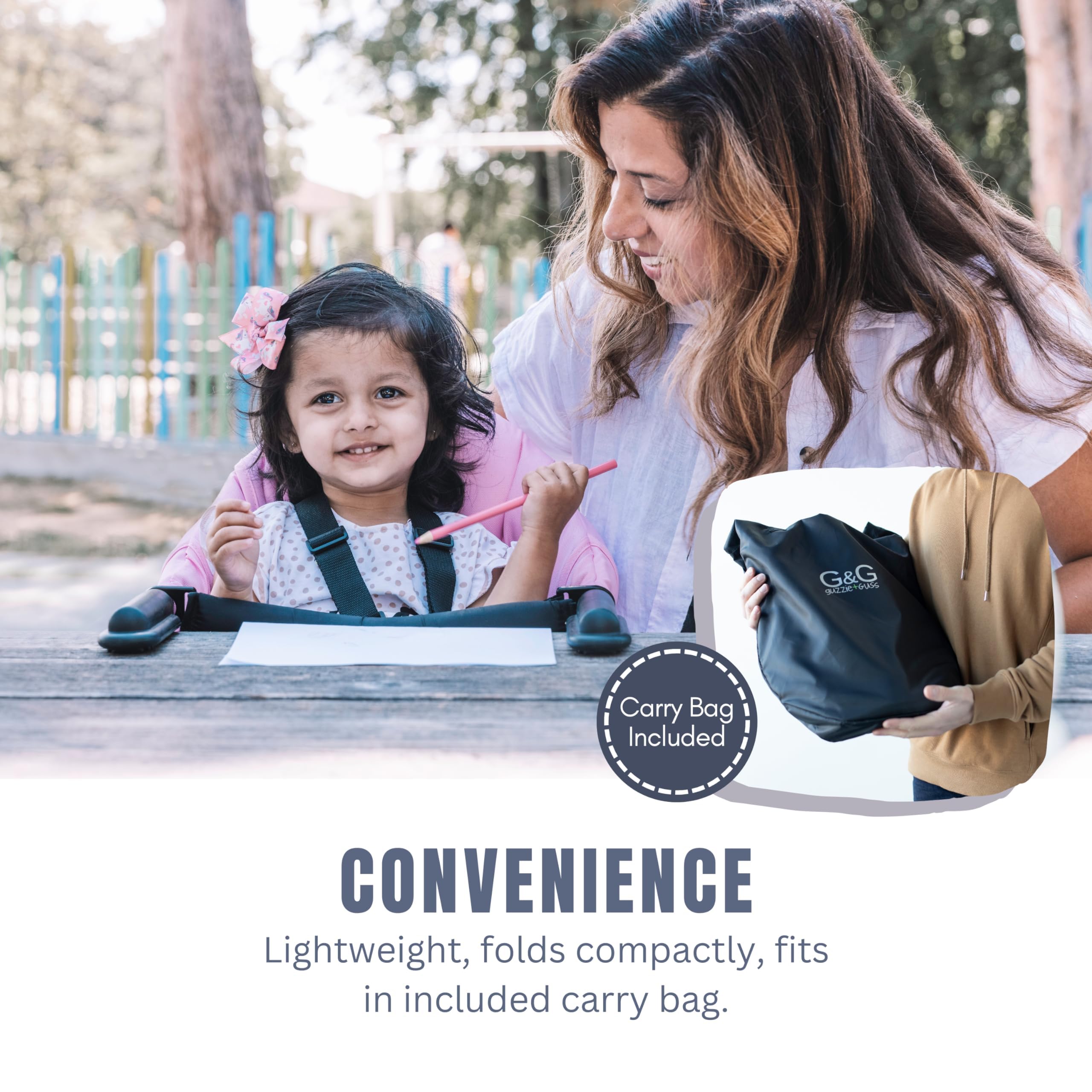 Guzzie+Guss Perch Clip On Table Chair - Portable Baby High Chair for Travel, Restaurants & Home Use | Easy Secure Setup | Fits Kitchen Islands & Dining Tables | Machine Washable Fabric | Charcoal Gray | Perfect for Picnics, Outdoor Dining & Small Spaces