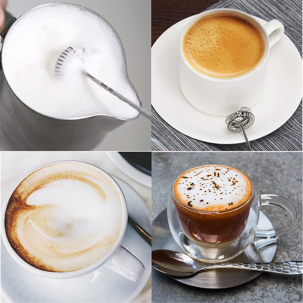 Rechargeable Handheld Milk Frother - 3 Speed Electric Drink Mixer with 2 Stainless Steel Whisk for Cappuccino, Latte & Hot Chocolate (Red) - Perfect for Coffee Shops, Home Kitchen & Office Use