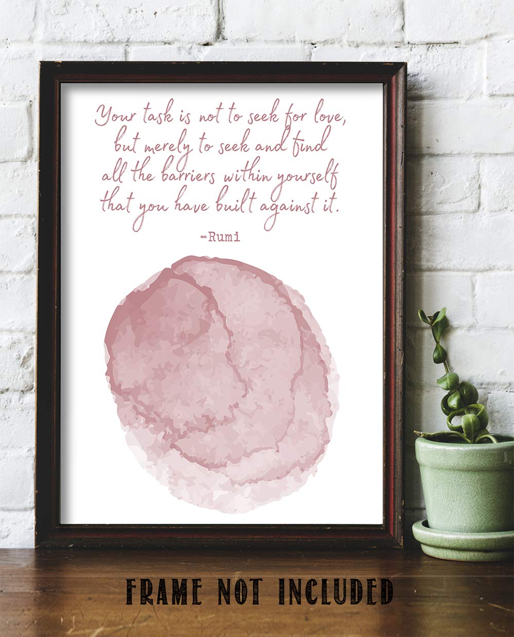 TJ Originals - Rumi Quotes Wall Art 11x14, Motivational Decor for Home & Office (Rust Pink)