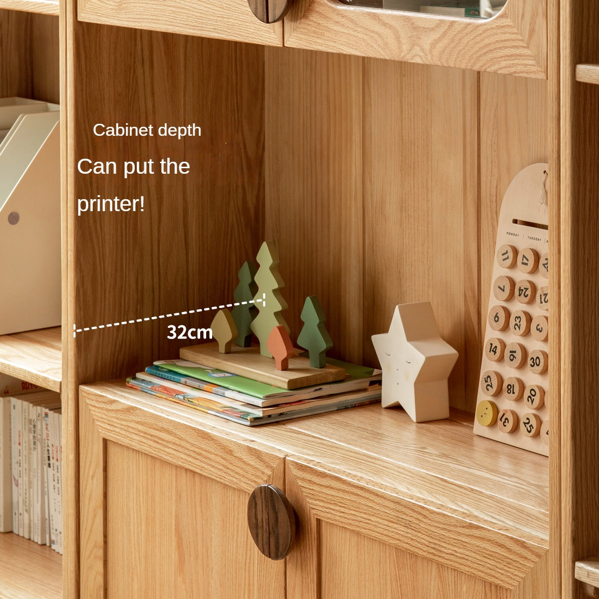 Solid Oak Wood Kids Bookshelf - Sturdy & Safe Book Storage for Toddlers & Children - Perfect for Bedroom, Nursery, or Playroom Organization