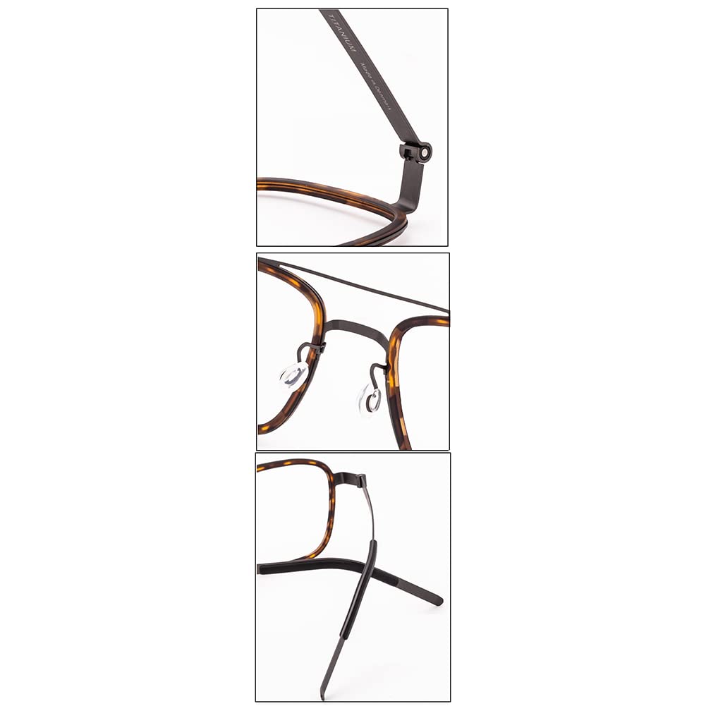 Retro HD Blue Light Blocking Glasses for Men - Pure Titanium Frame with 1.56 Aspherical Resin Lenses (+1.0 to +3.0 Diopter) - Reduce Eye Strain for Computer Work, Reading & Gaming