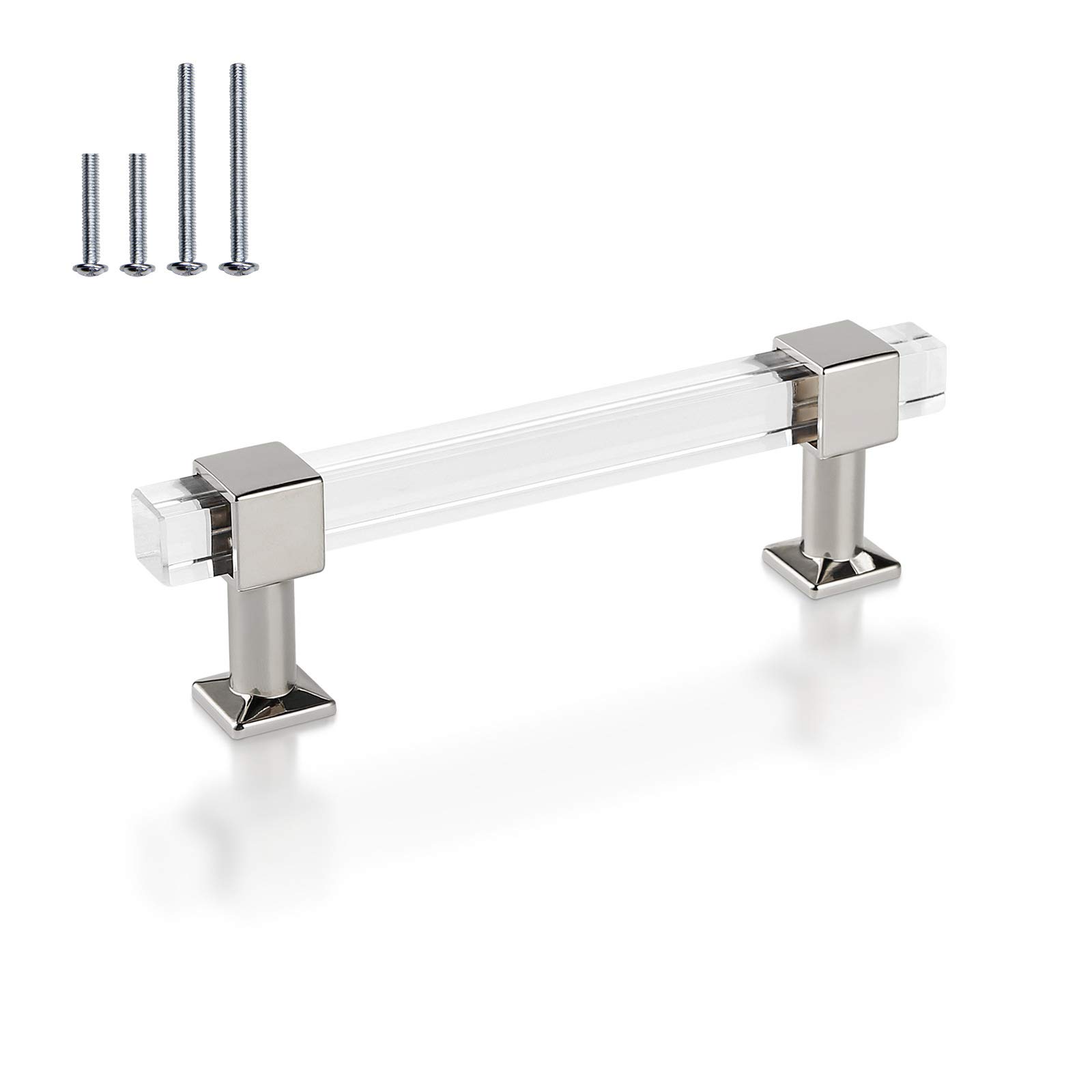 Premium Mengico 3-3/4 Inch Cabinet Pulls - Polished Chrome Kitchen Cabinet Handles & Modern Drawer Pulls (25 Pack) - Durable Acrylic Hardware for Bathroom, Bedroom & Kitchen Cabinets - Perfect for Home Renovation & Furniture Upgrade