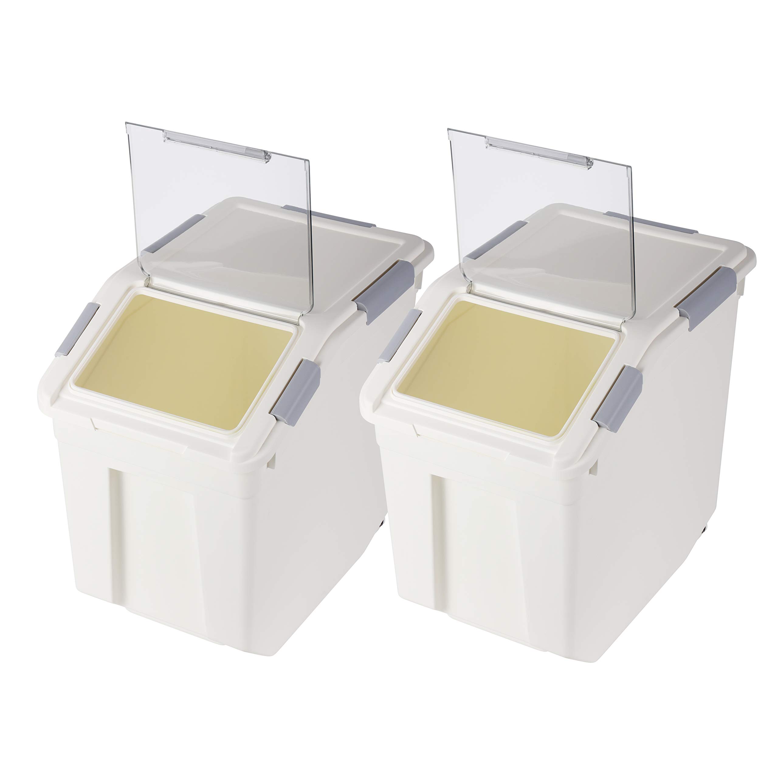 25 lb Flour Storage Container with Wheels & Seal Locking Lid - Airtight Food-Grade PP Plastic (Pack of 2) - Perfect for Bulk Flour Storage in Bakeries, Kitchens & Pantries