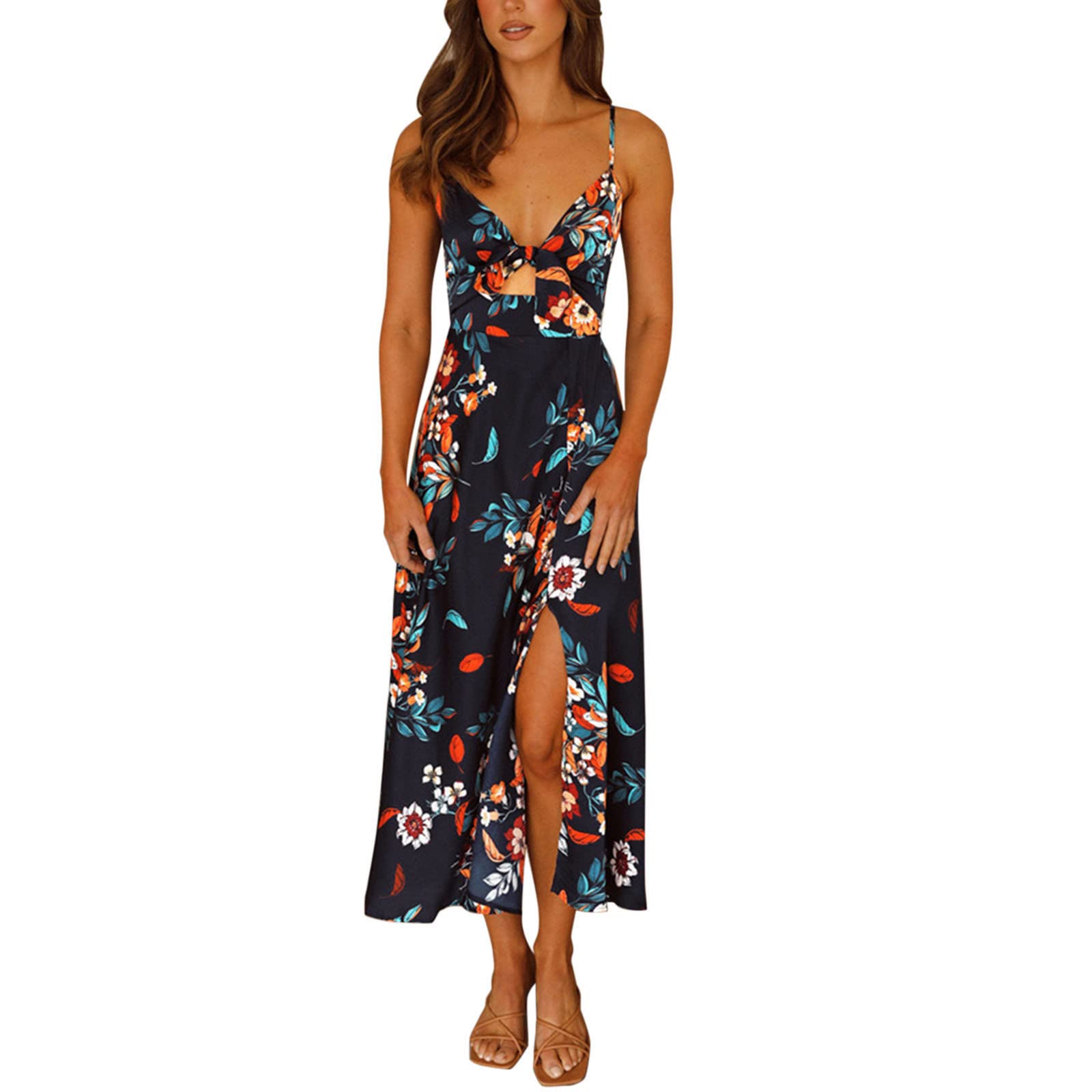 Women's Floral Print Boho Maxi Dress - Sleeveless Loose Casual Summer Party Dress with Suspender Straps | Perfect for Beach Vacations, Outdoor Events & Boho Chic Outfits