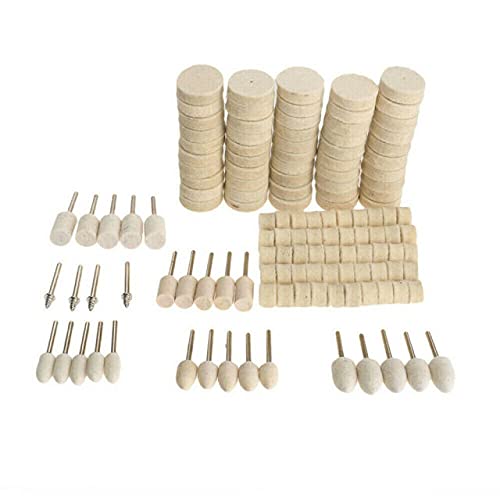 129-Piece Felt Polishing Buffing Pads & Wool Wheel Kit for Rotary Tools - Plastic Backing Pads - Ideal for Car Detailing, Jewelry Polishing & DIY Crafts