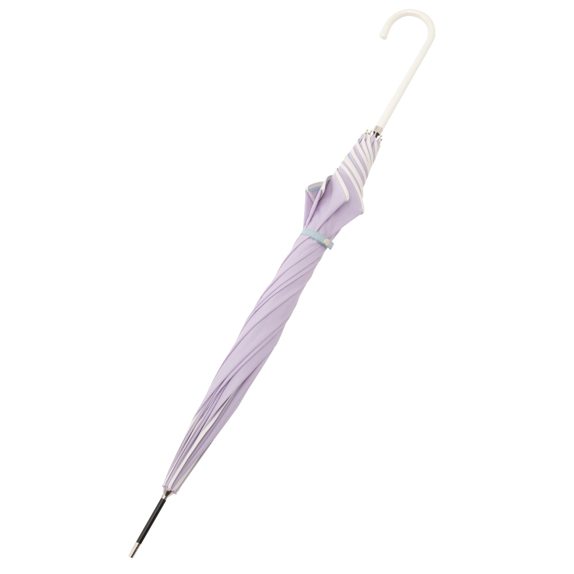Bicolor Purple and White Piping Umbrella - 58cm Windproof Compact Folding Umbrella for Women & Men - Perfect for Rainy Days, Outdoor Events, and Travel