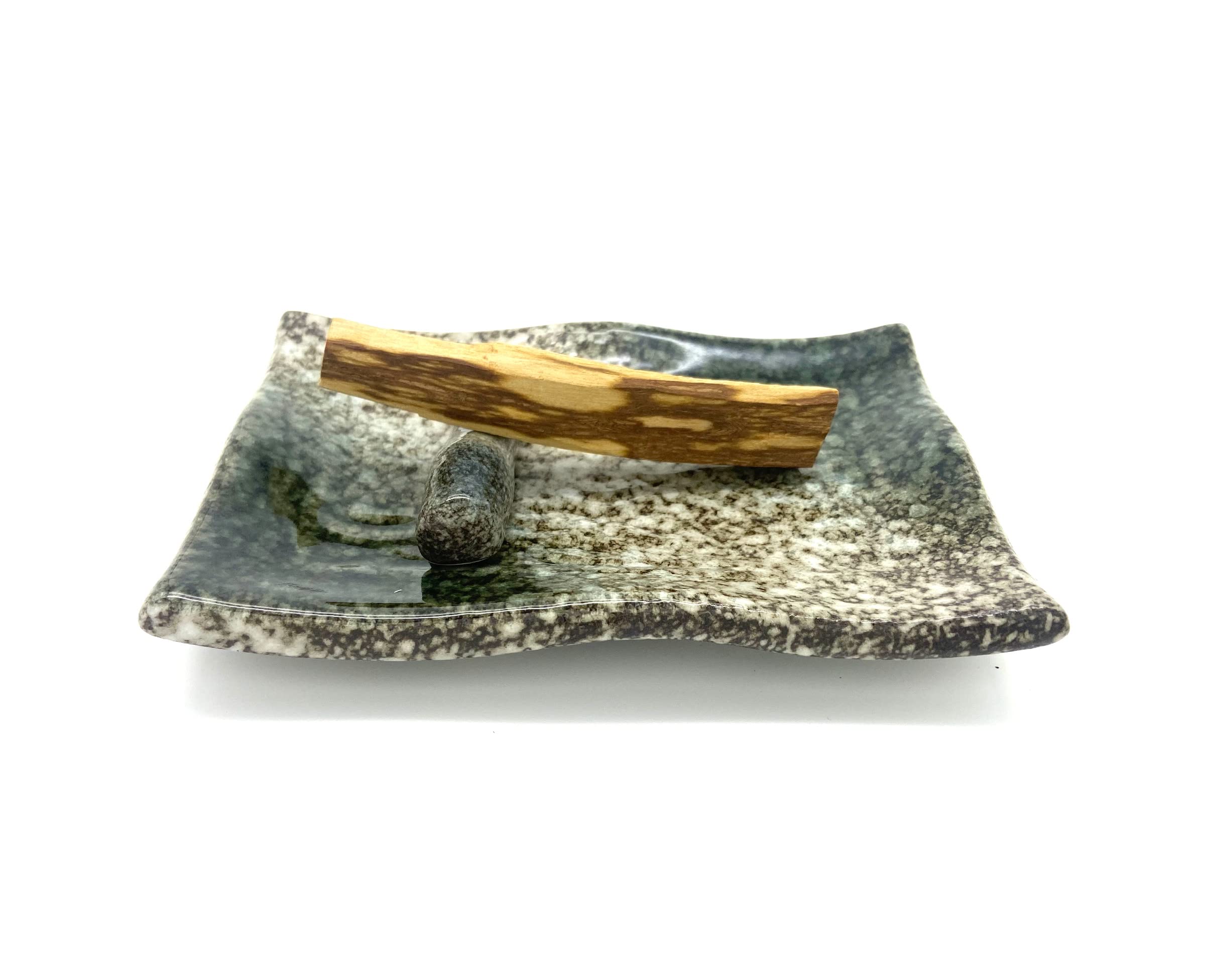 TOBOHU Rectangle Ceramic Palo Santo Holder - Incense Burner for Palo Santo Sticks & Wood - Aromatherapy Essential Oil Diffuser - Perfect for Meditation, Yoga, Relaxation and Spiritual Cleansing Rituals