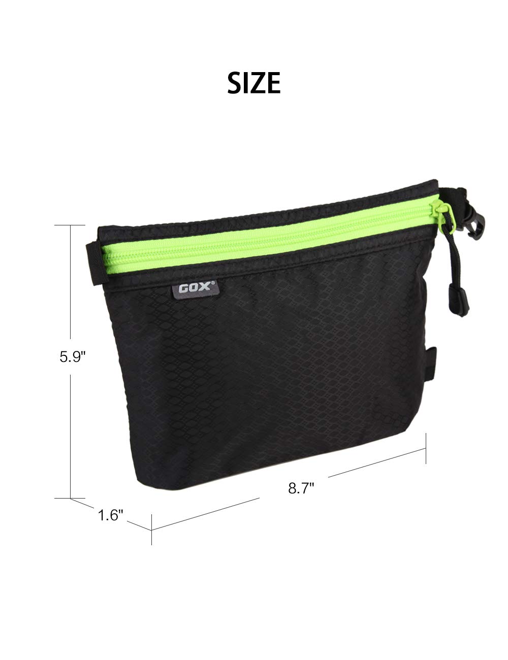 GOX Ultra Light Carry-On Toiletry Bag - Waterproof Zippered Makeup & Travel Organizer Pouch for Cosmetics, Electronics & Essentials (Black) - Perfect for Air Travel, Gym, Camping & Daily Use