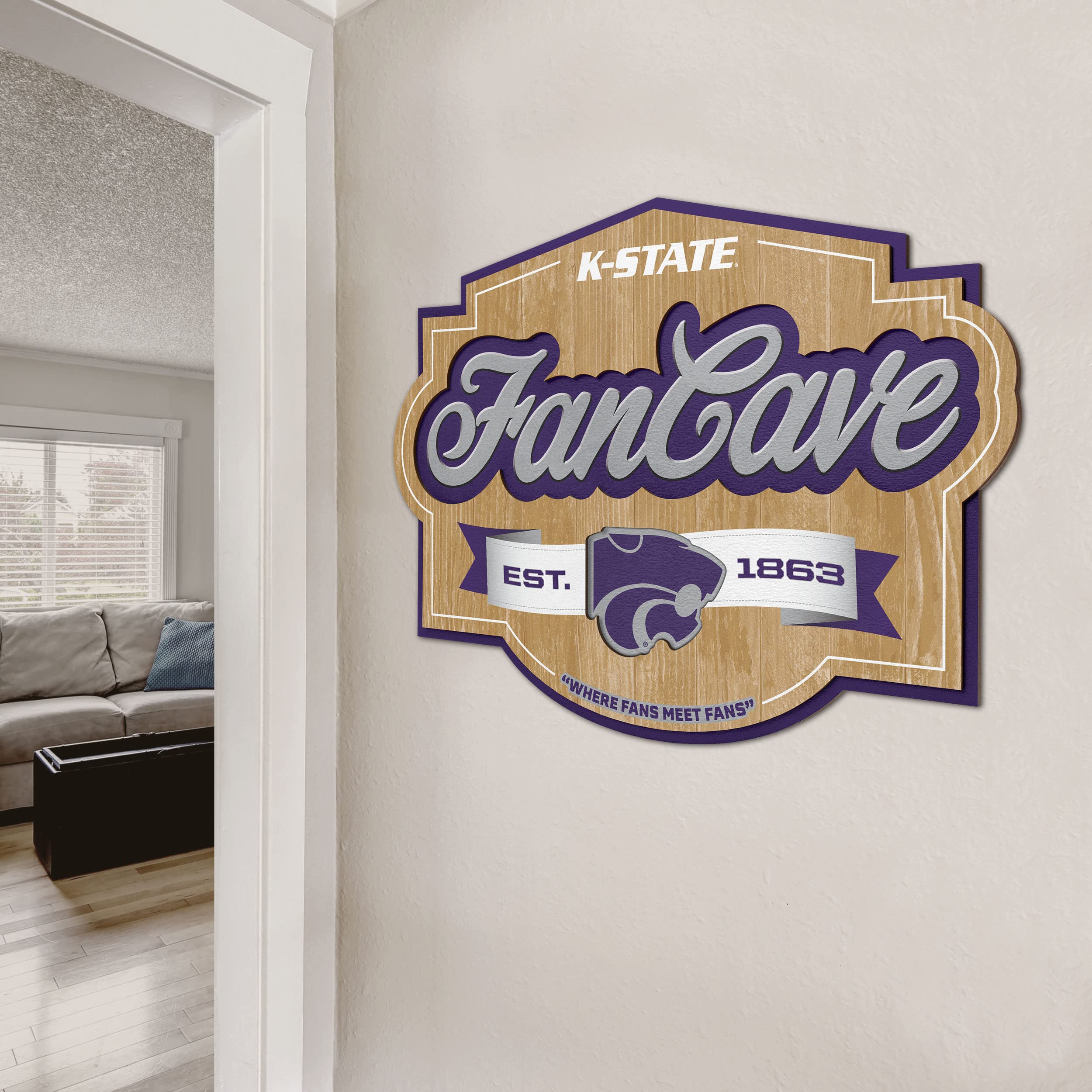 YouTheFan NCAA College Team Fan Cave Sign - Customizable Sports Room Decor for Game Day, Man Cave & Tailgating Parties - Perfect Gift for Football & Basketball Fans