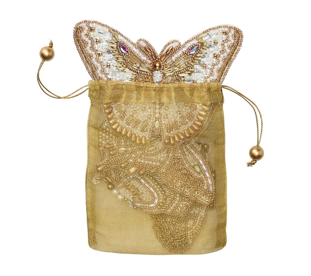 Ivory & Gold Papillon Coasters Set of 4 - Elegant Drink Coasters with Butterfly Design - Perfect for Home Decor, Wedding Gifts & Party Supplies