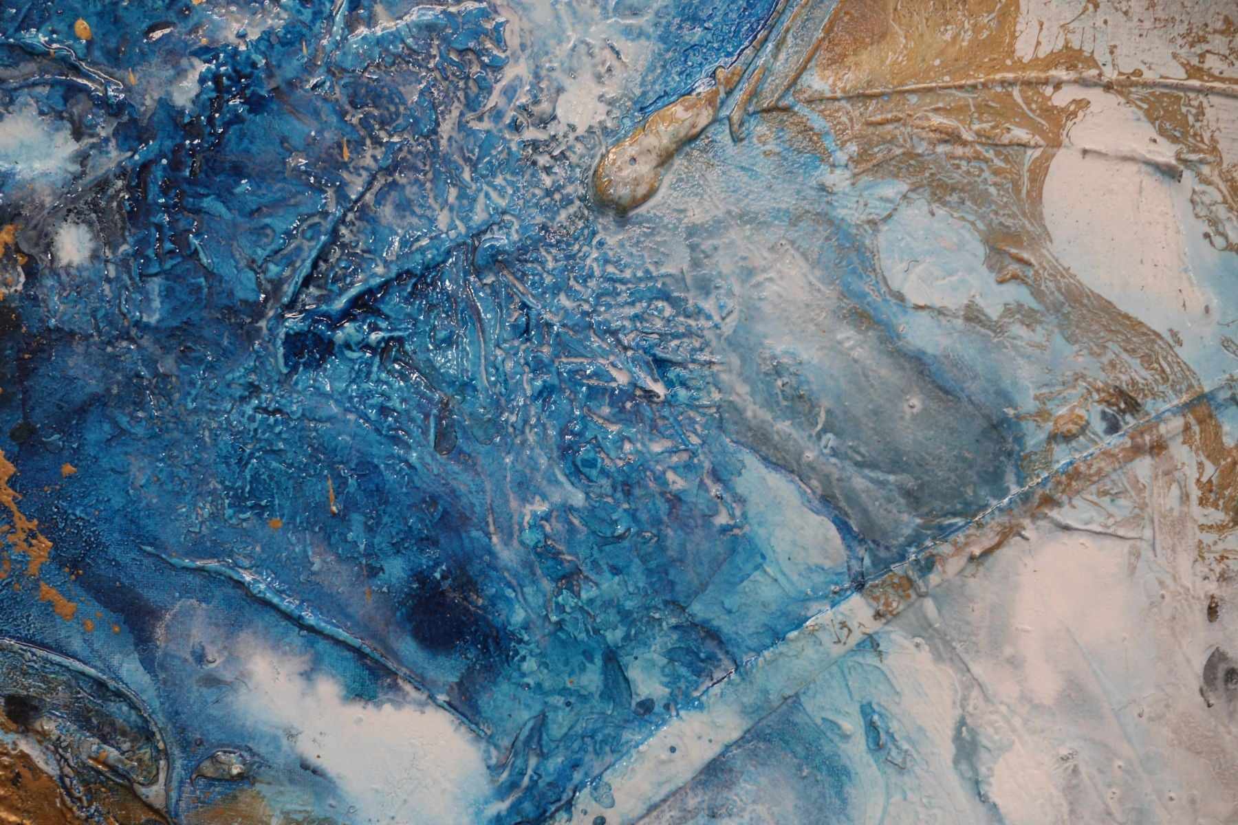 Blue Black Textured Abstract Painting - Cobalt Sunrise 250cm x 150cm Modern Wall Art for Living Room, Bedroom & Office Decor