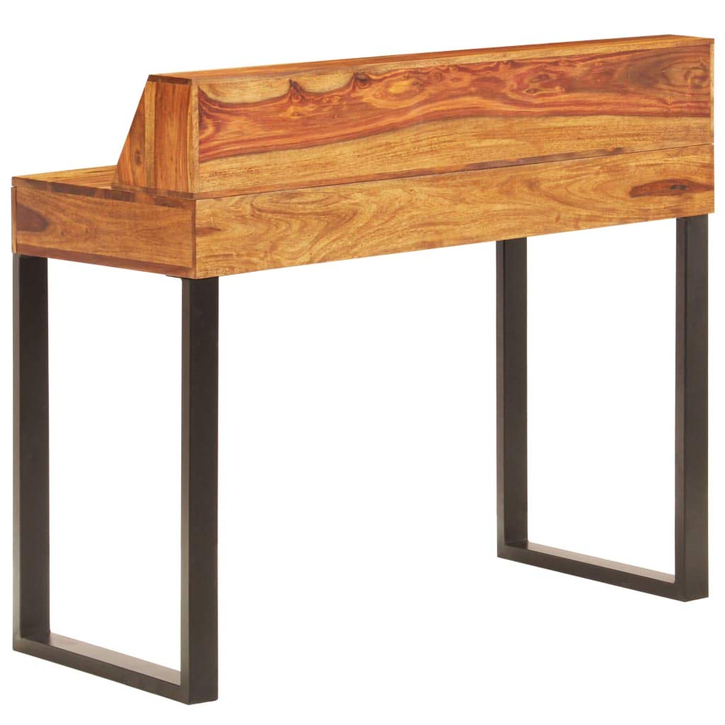 Solid Sheesham Wood & Steel Home Office Desk - 43.3