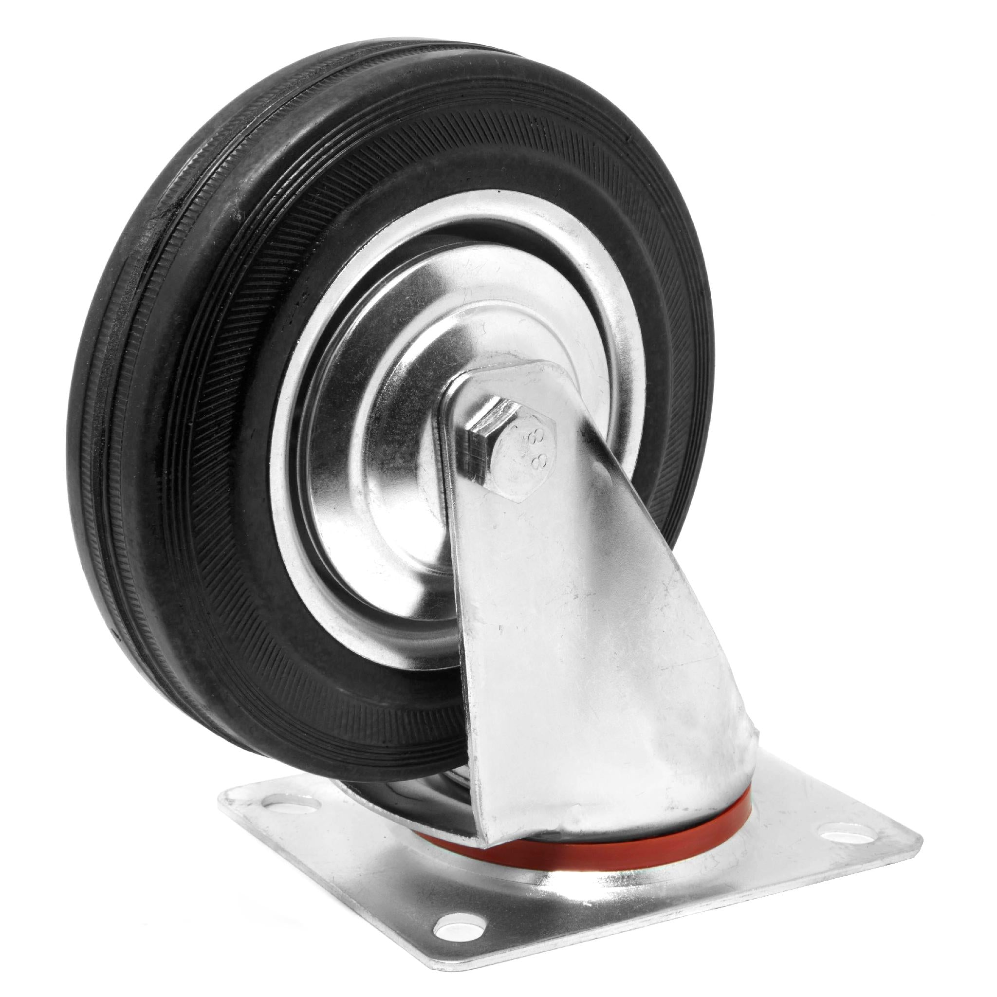 WEN CA5336W 6 Inch Heavy Duty Swivel Caster Wheels with Roller Bearings - 330 lb Capacity Rubber Plate Casters for Industrial Equipment, Workbenches & Furniture