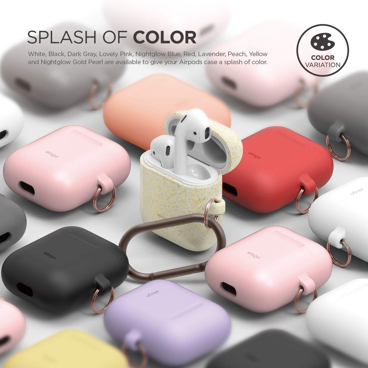 Premium Silicone Case with Keychain for Apple AirPods 1 & 2 - Wireless Charging Compatible, LED Visible, Shockproof Protection (Yellow) - Perfect for Gym, Travel & Daily Use
