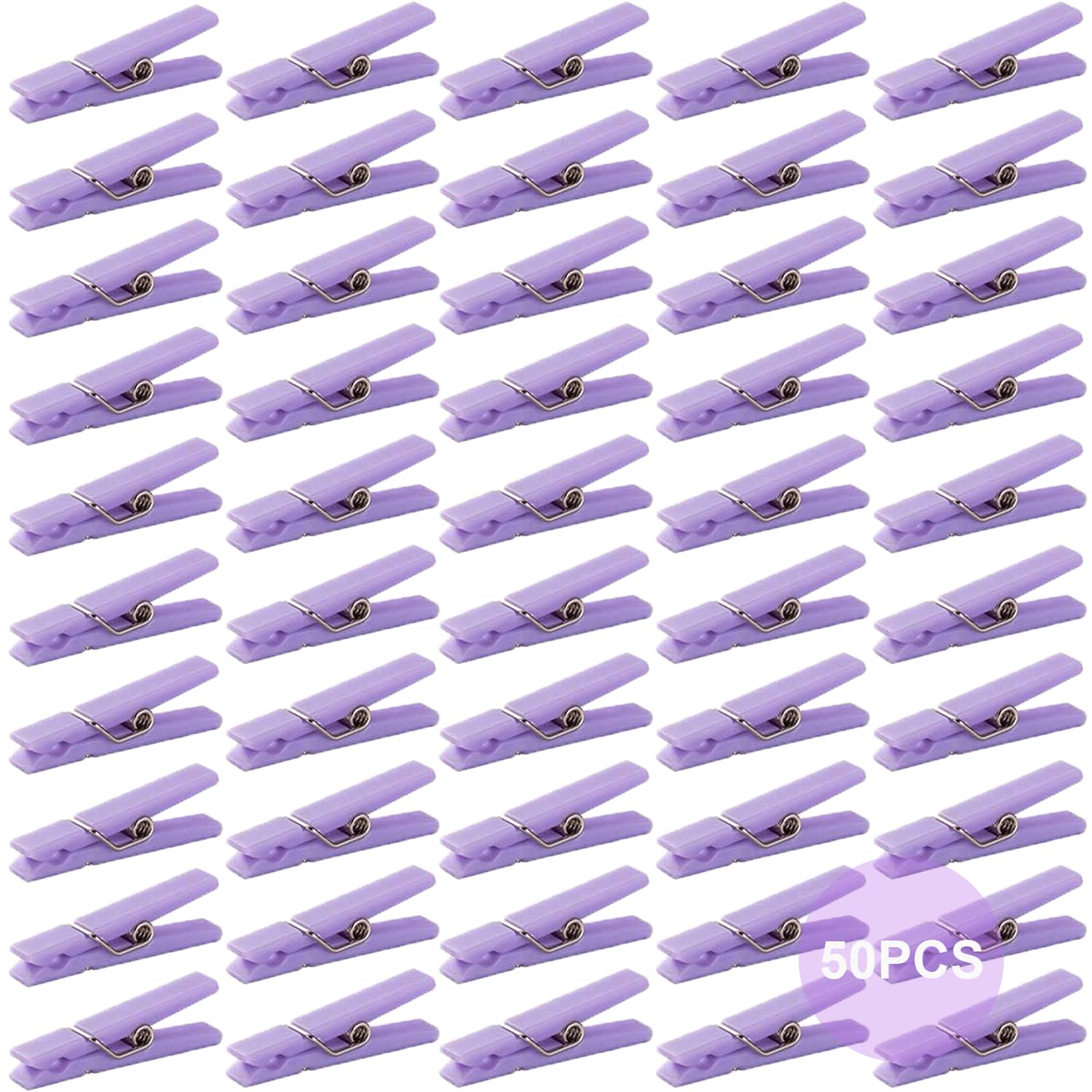50-Pack Small Clear Plastic Clips - 1.4