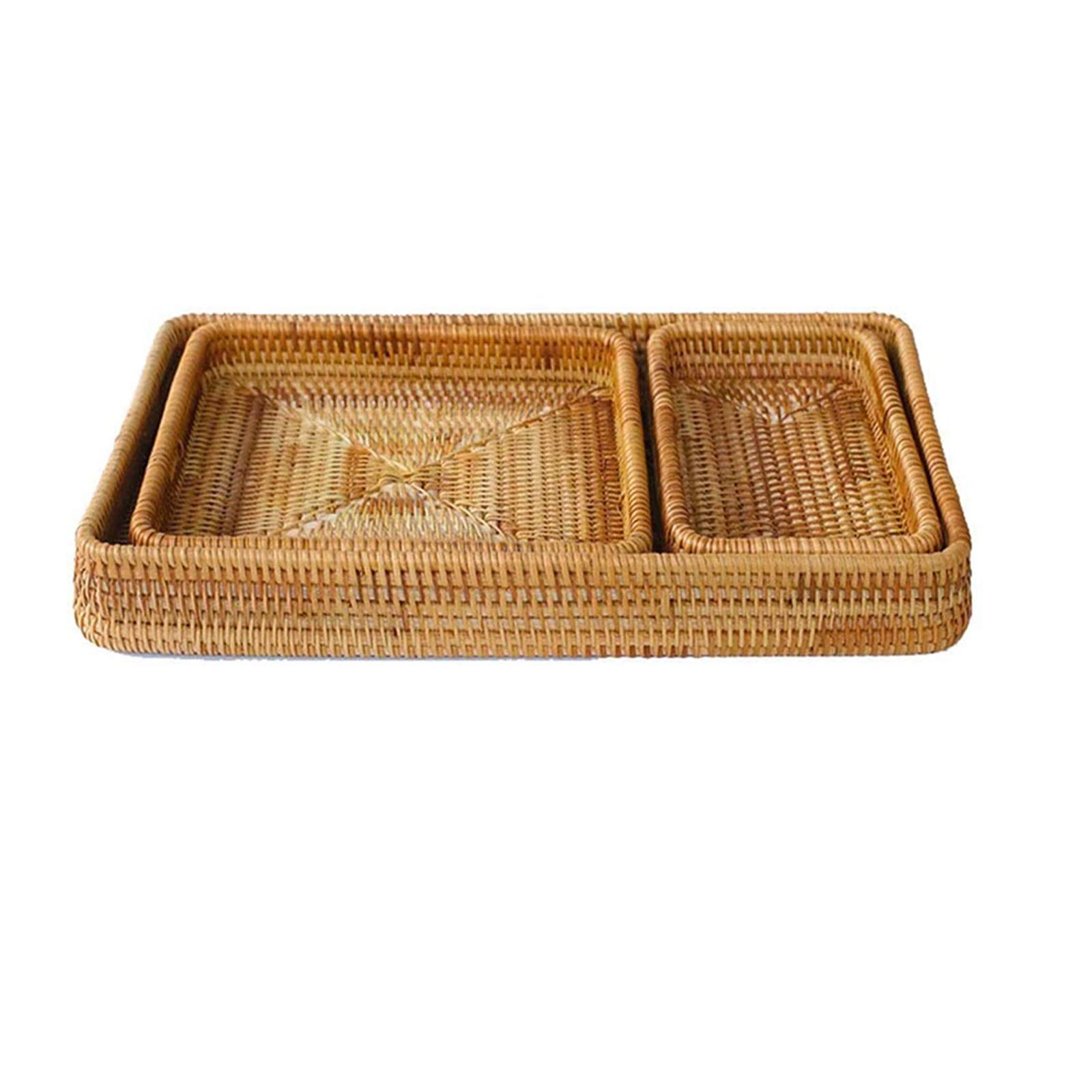 HOLPPO Large Bread Proofing Basket - Natural Rattan Woven Bread Dough Rising Basket with Lid, Square Kitchen Storage Organizer for Bread, Pastry, Fruit, Toys - Perfect for Home Baking & Rustic Decor (Size D)
