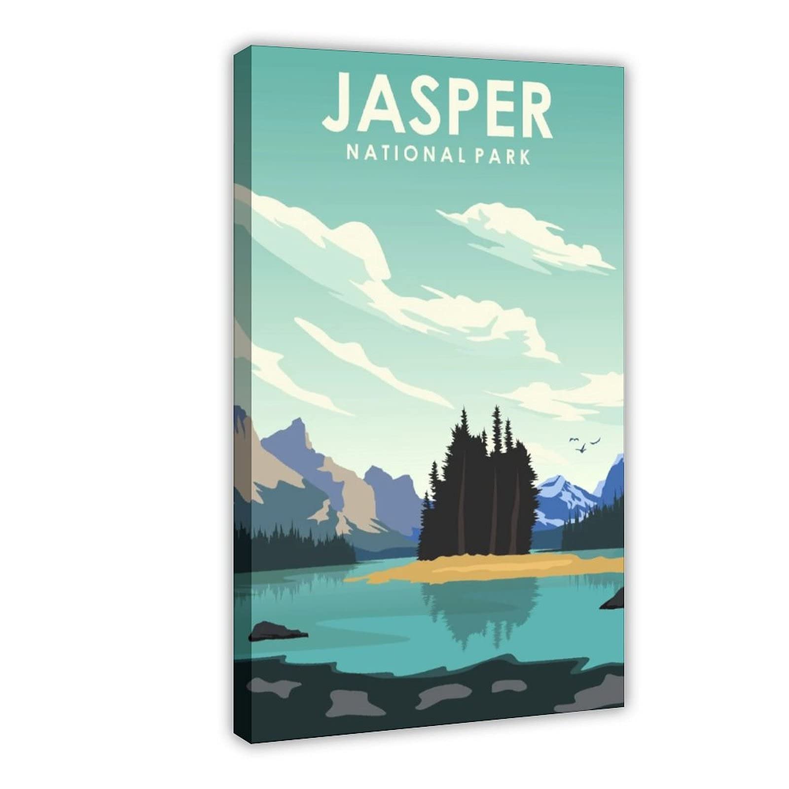 Jasper National Park Abstract Landscape Canvas Wall Art - 24x36 Inch (60x90cm) Framed Poster Print for Living Room, Bedroom & Office Decor | Nature Inspired Home Decoration & Gift Idea