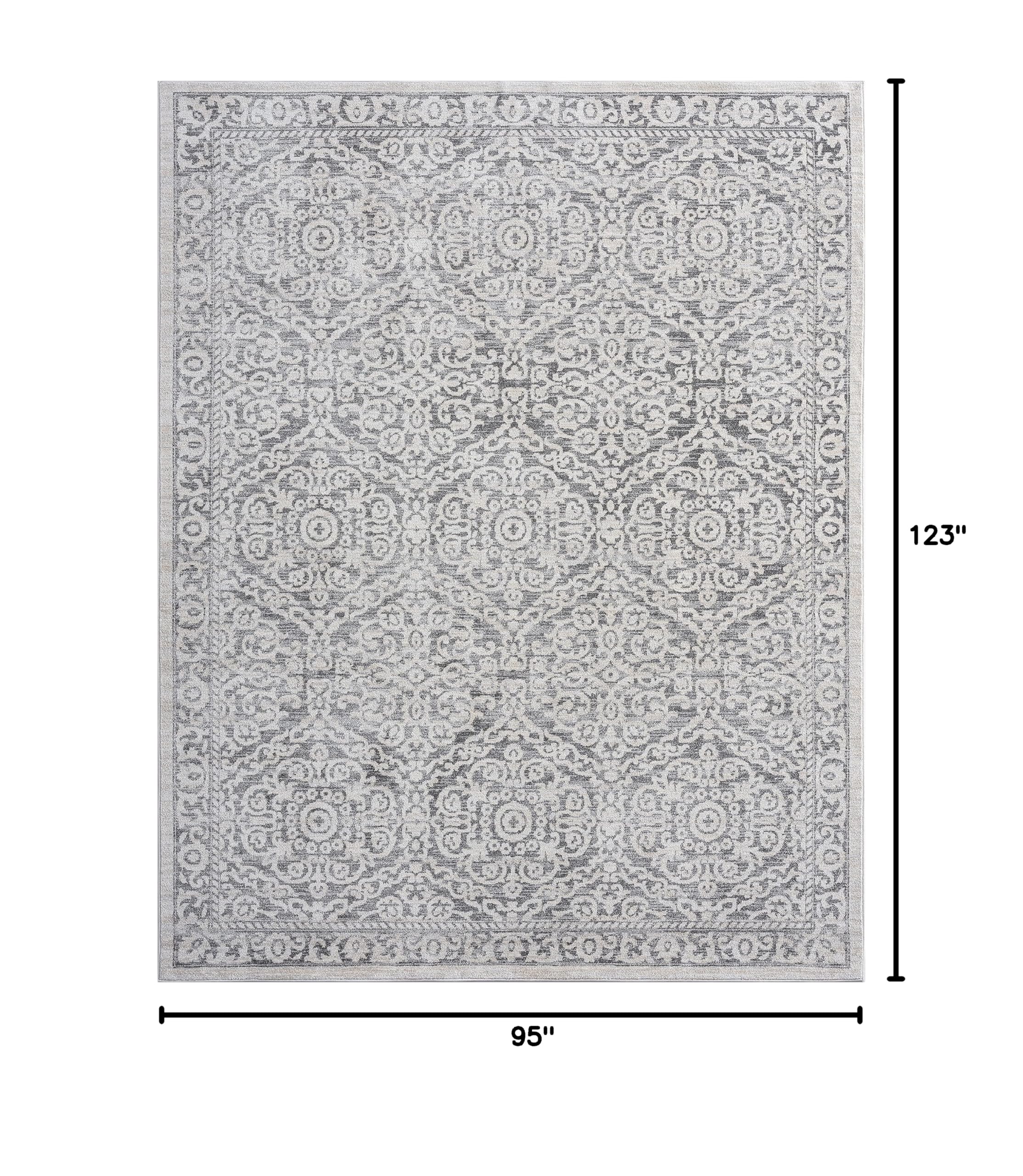 Tayse Geraldine Cream 8x10 Area Rug - Traditional Floral Carpet for Living Room, Bedroom, Dining Room, Kitchen & Entryway - Large Soft Floor Mat for Home Decor - Alfombras para Salas Grandes - Perfect for Cozy Living Spaces & Elegant Home Styling