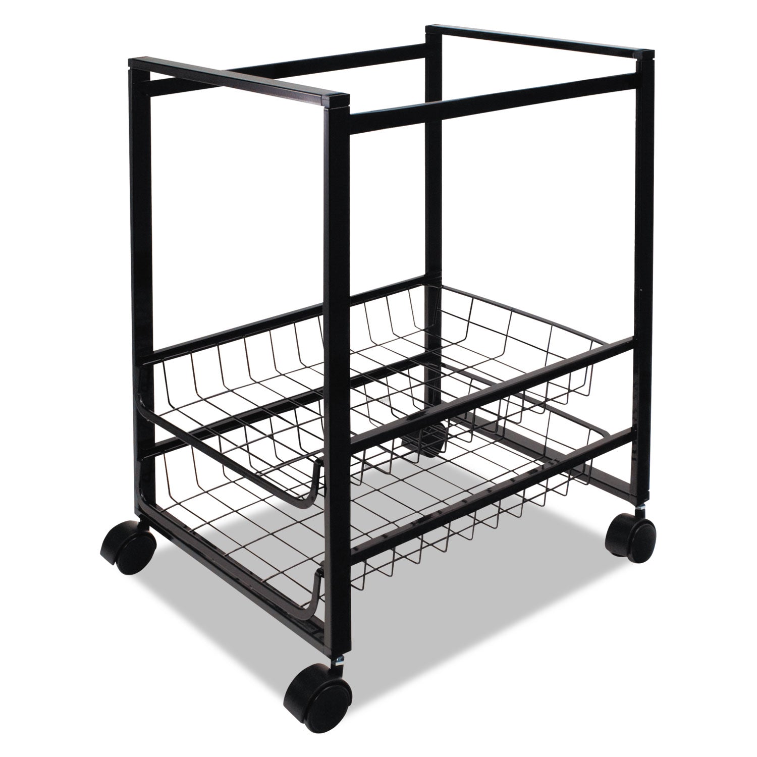 Advantus Black Metal Mobile File Cart with 2 Sliding Drawers & 1 Storage Bin - 12.88