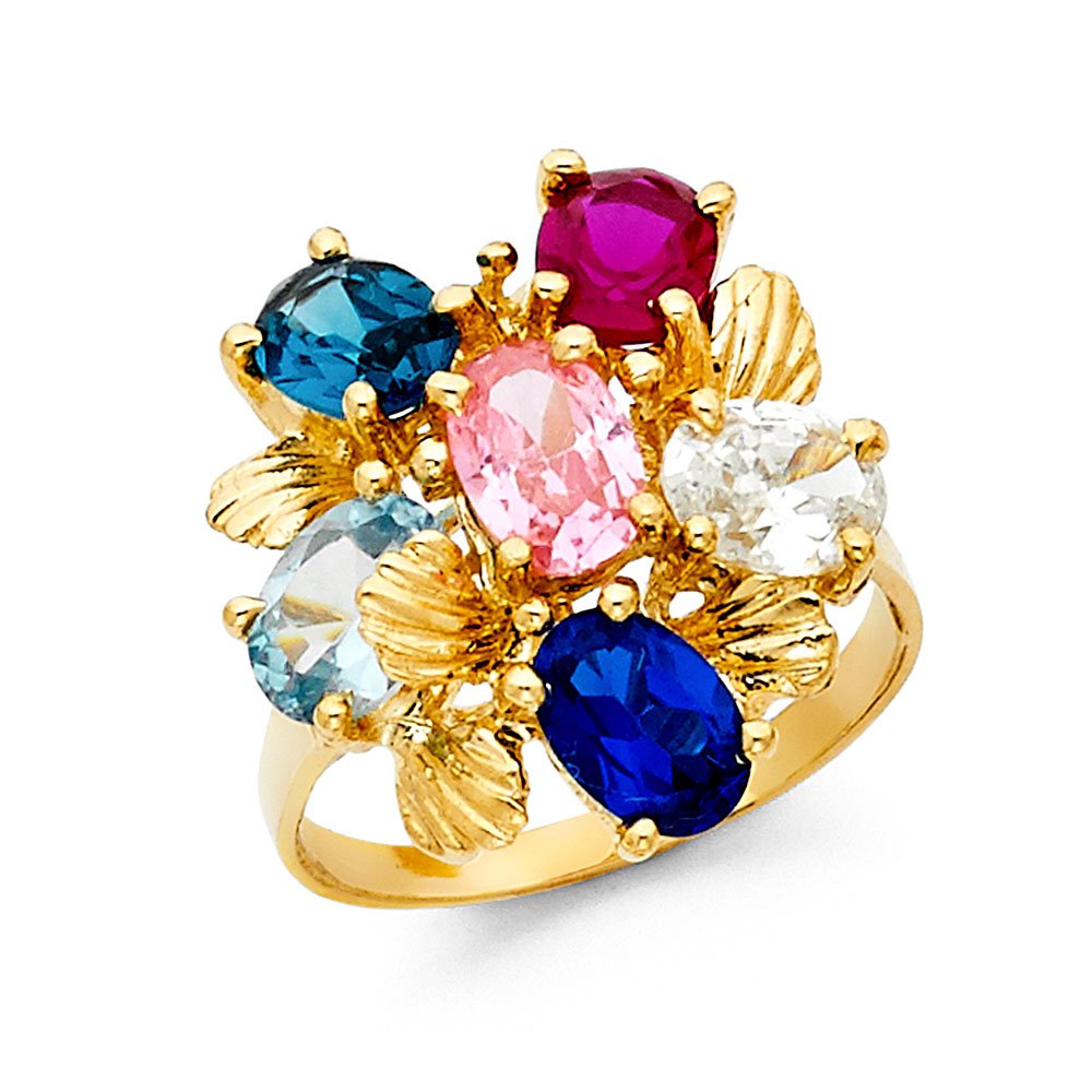 14K Yellow Gold Cubic Zirconia (CZ) Mothers Ring - Elegant Fashion Jewelry for Women, Anniversary Gift, Birthday Present - Perfect for Special Occasions & Everyday Wear