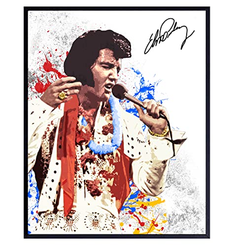 Elvis Presley Concert Poster 8x10 - Vintage Elvis Wall Art Decor - Perfect for Man Cave, Bedroom, Bar & Home Office - Country Music Memorabilia & Las Vegas Gift Idea - Graceland Inspired Home Decor for Living Room, Apartment & Family Room