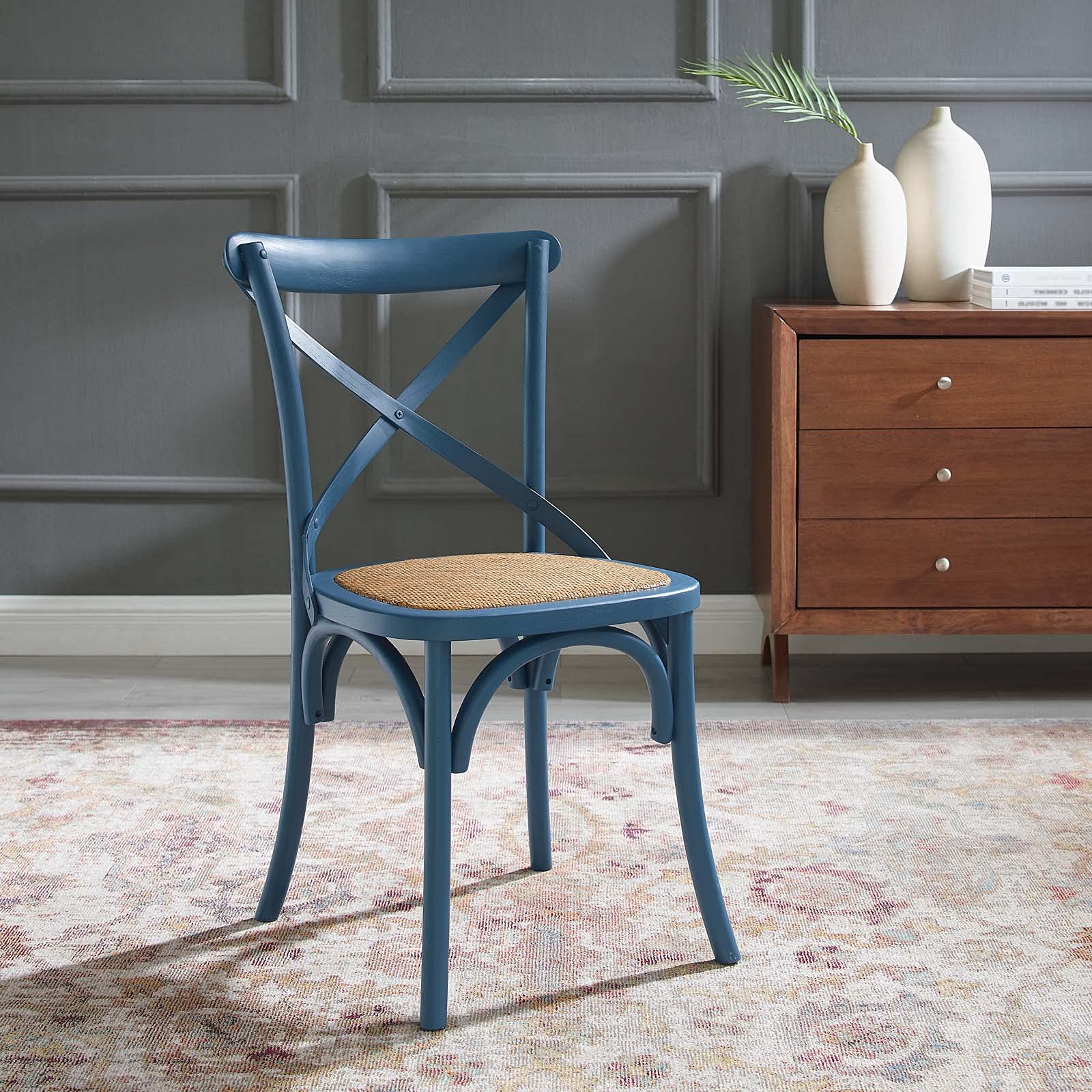 Modern Blue Wooden Side Dining Chair - Contemporary Kitchen, Cafe, Bistro & Restaurant Seating for Home & Hospitality Use