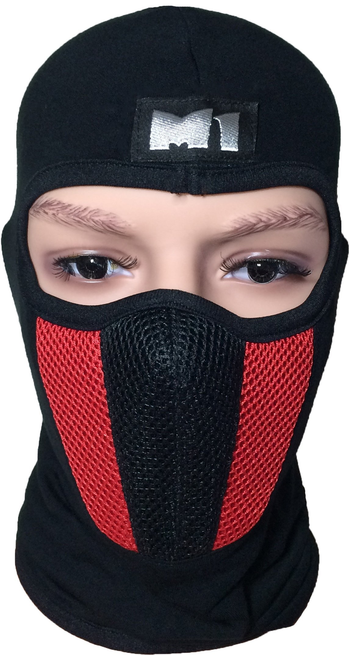 M1 Full Face Cover Balaclava with Filter - Red (BALA-FILT-RED) | Windproof Ski Mask for Cold Weather, Motorcycle Riding & Outdoor Activities