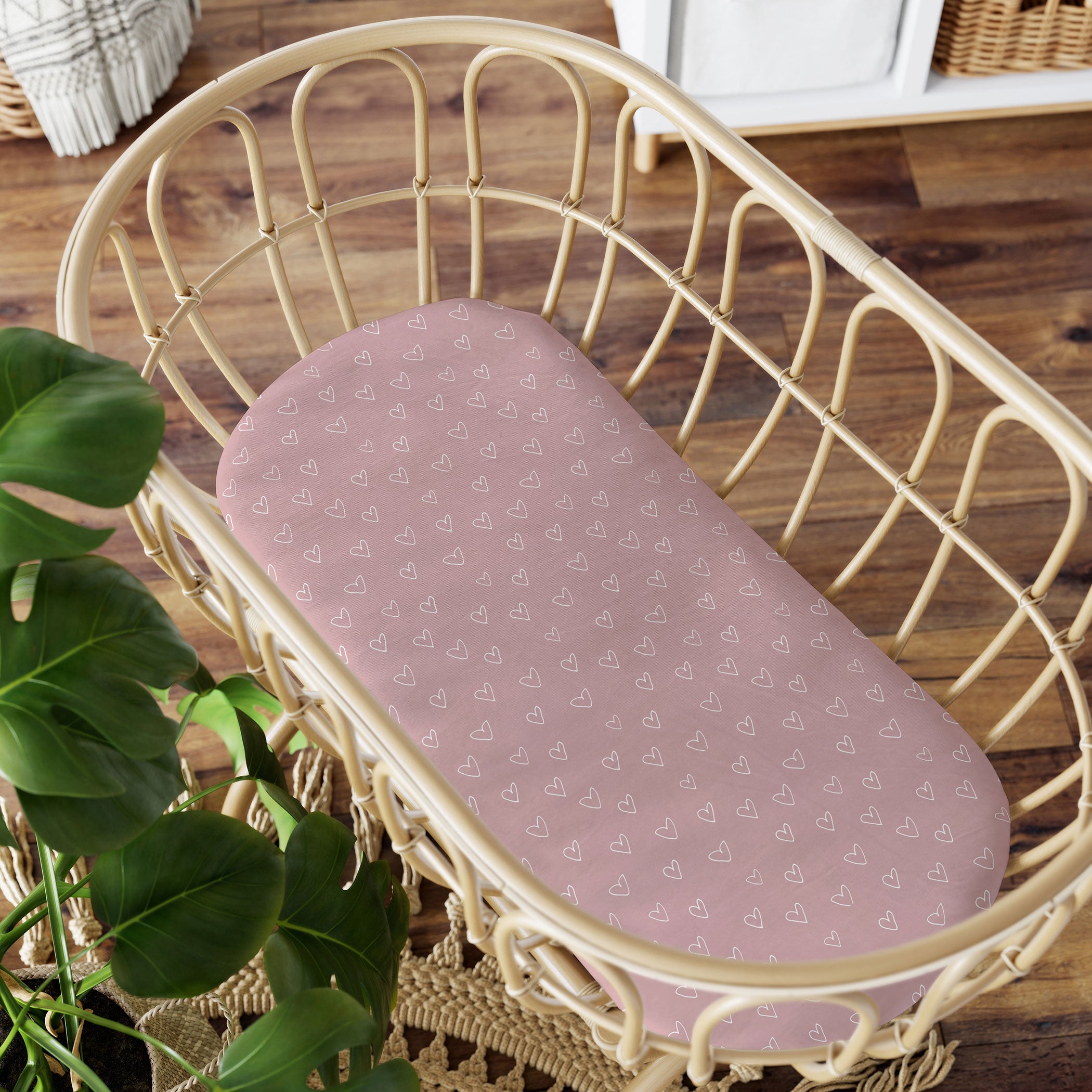 Nordic 2-Pack Jersey Bassinet Fitted Sheets - Soft Dusty Berry & Rose Colors - Perfect for Nursery, Baby Shower Gifts & Newborn Essentials