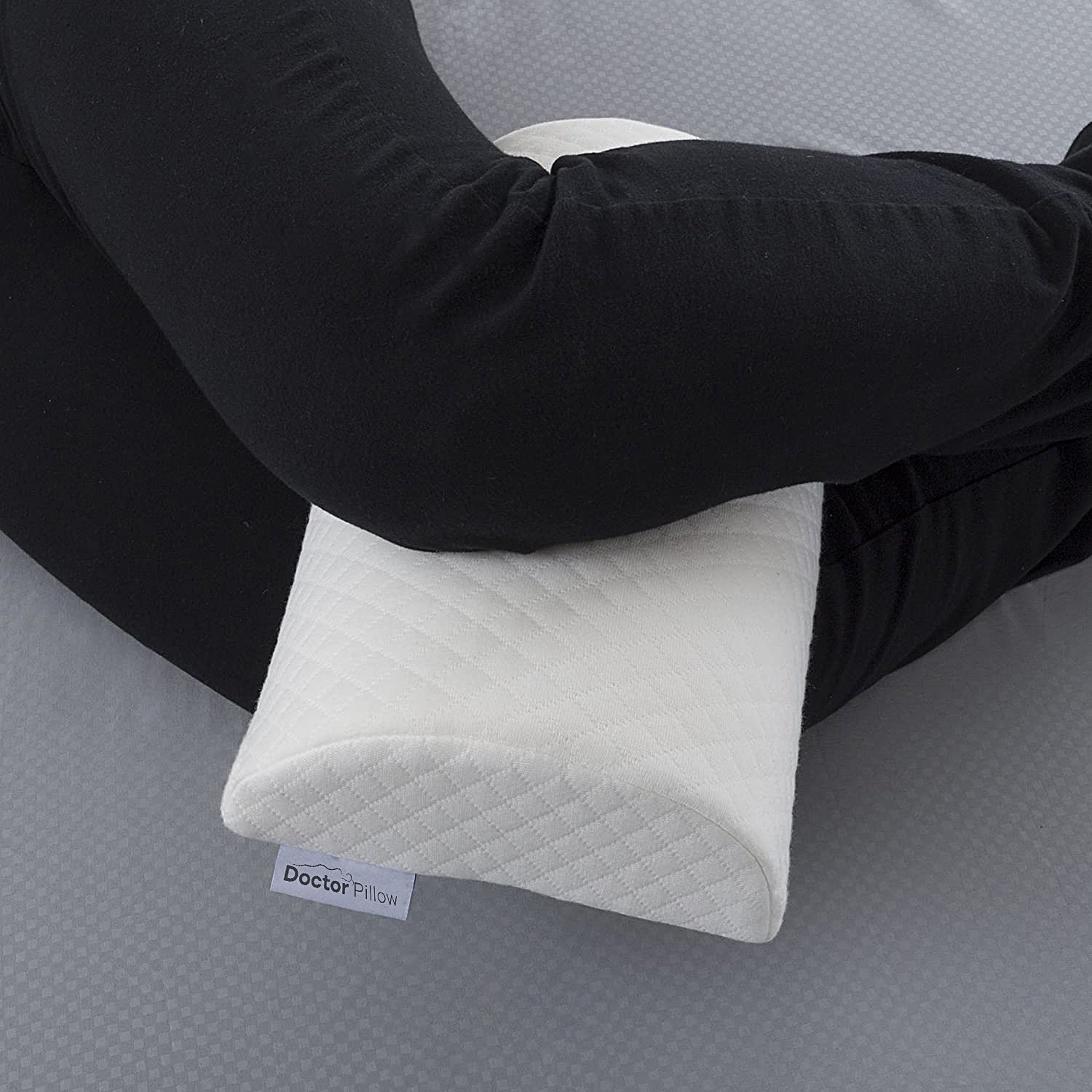 Half Moon Lumbar Support Pillow with Cooling Gel - Orthopedic Back Pain Relief Cushion for Office Chair, Car Seat & Home Use - Leg & Knee Support for Comfortable Sitting