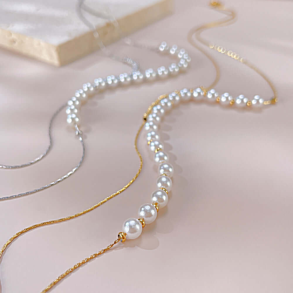 Elegant Dainty Pearl Beads Layering Chain Necklace for Women | GX2309 | Perfect for Everyday Wear, Date Nights & Special Occasions