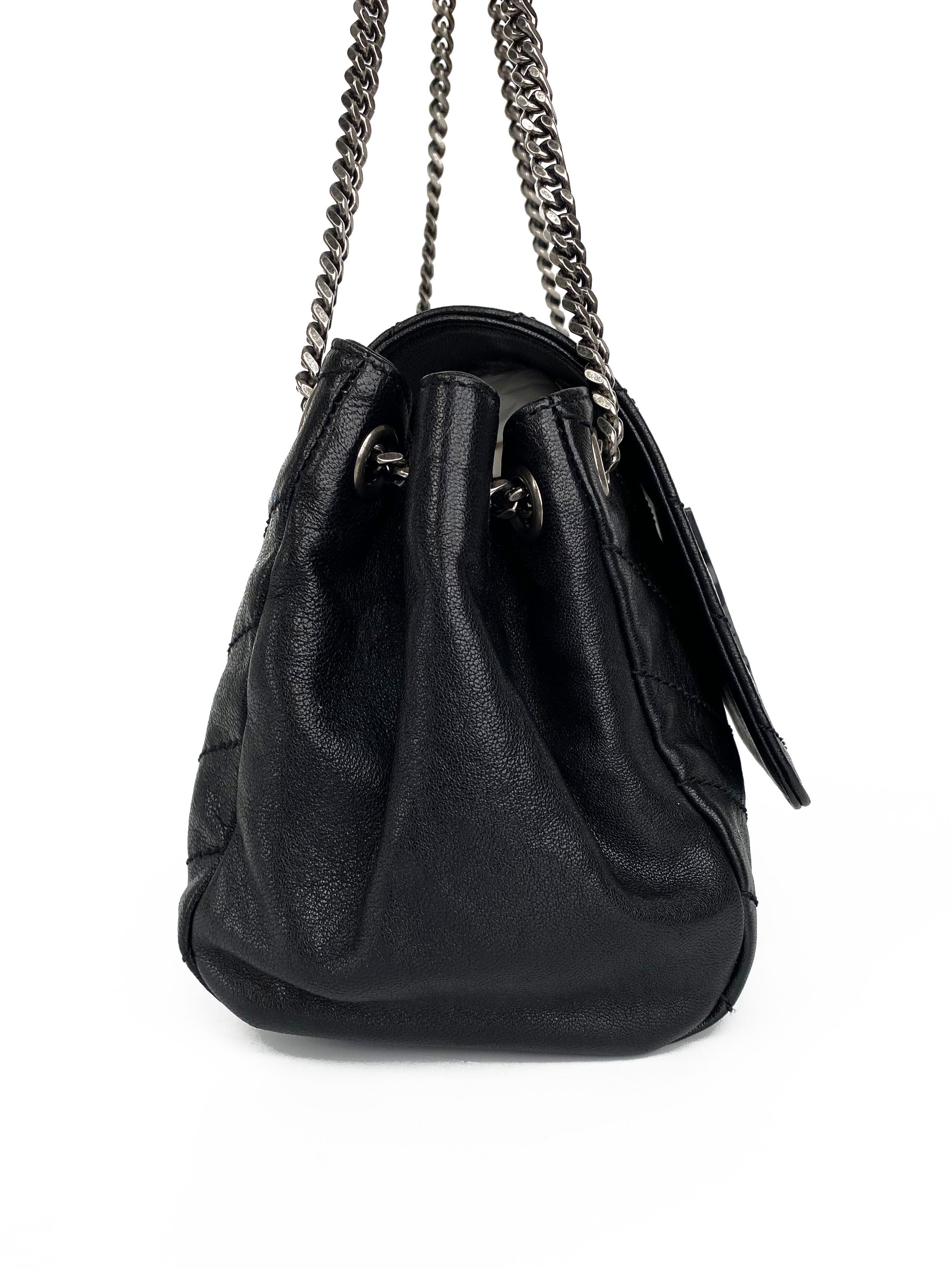Saint Laurent Black Crinkled Leather Nolita Bag - Luxury Designer Handbag for Women | Perfect for Evening Events, Parties & Date Nights