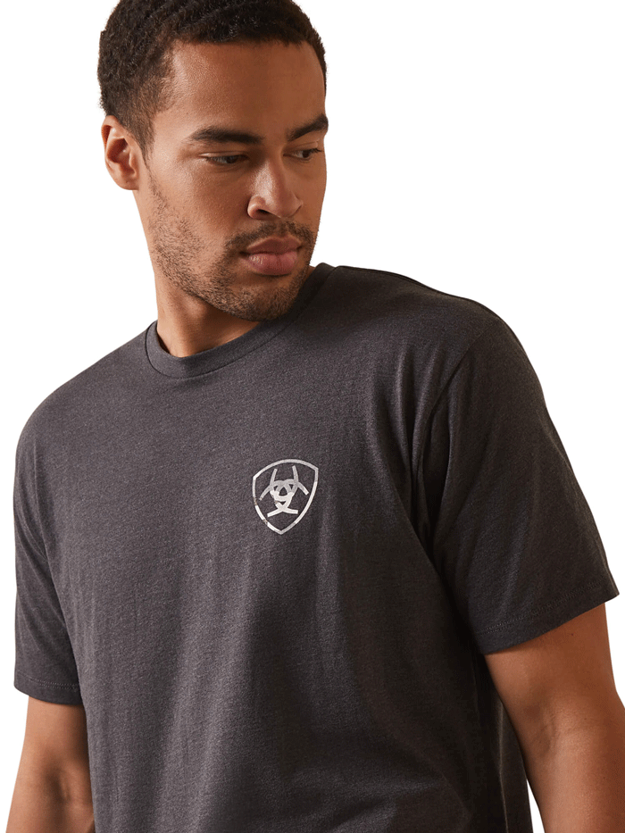 Ariat Men's Tonal Camo Flag T-Shirt - Charcoal Heather | Patriotic Camouflage Graphic Tee for Casual Wear & Outdoor Activities